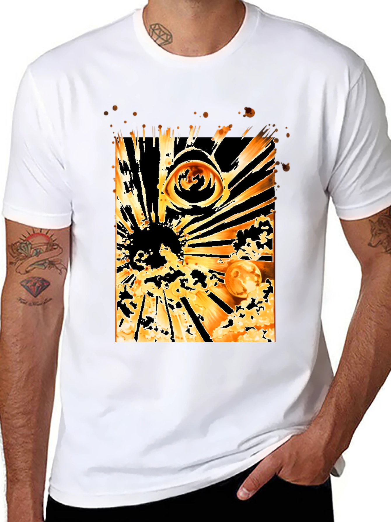 Eye & Solar Burst Graphic Black T-Shirt