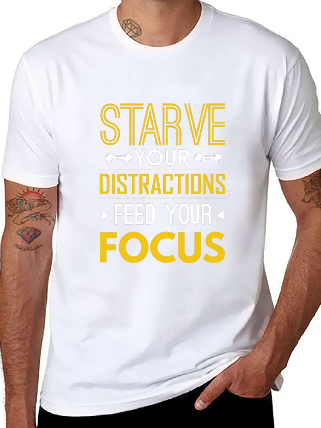Starve Distractions Feed Focus Graphic T-Shirt