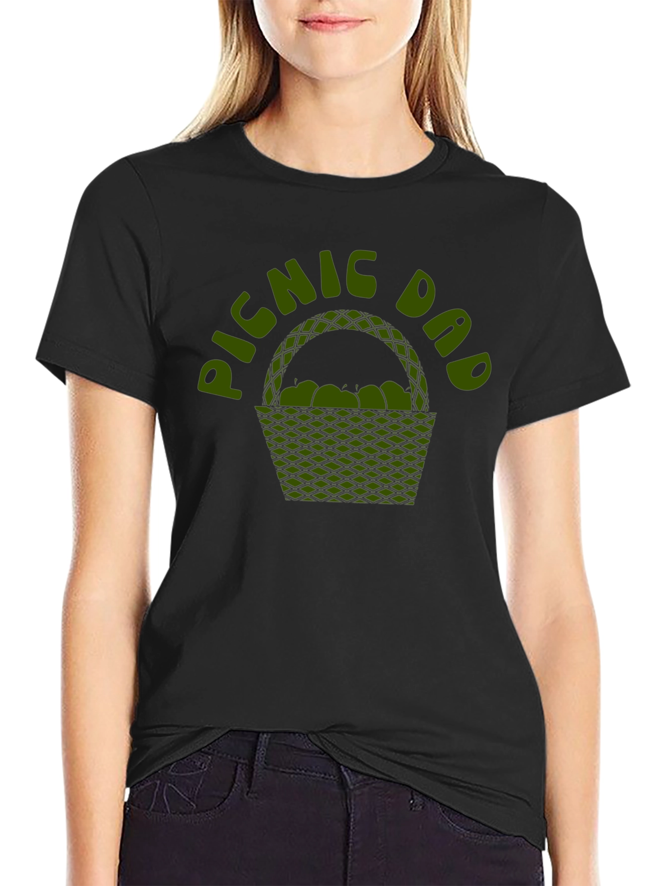 Picnic Dad Graphic Tee - Black Cotton Shirt