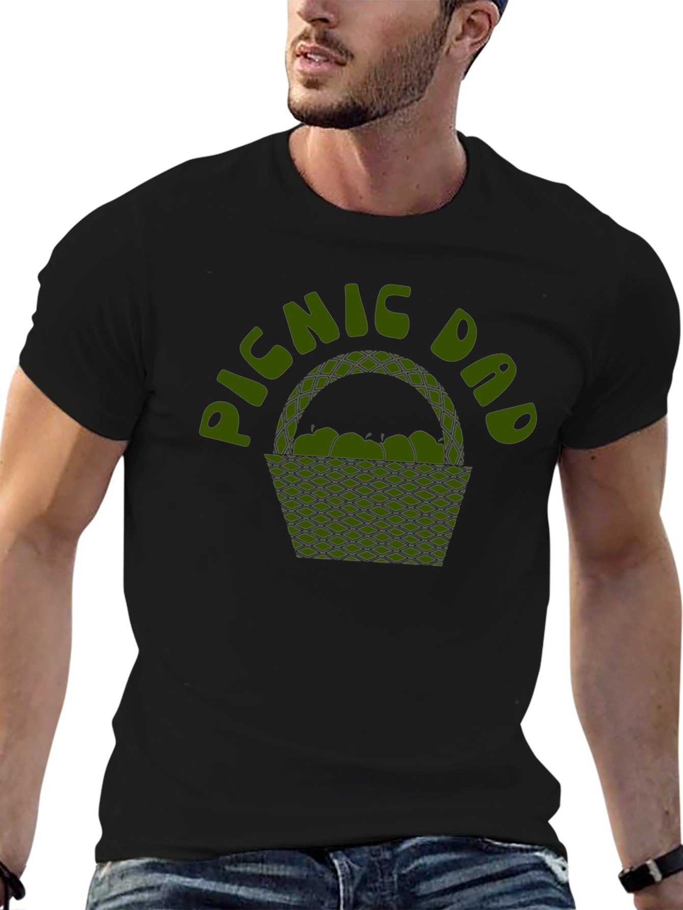 Picnic Dad Graphic Tee - Black Cotton Shirt