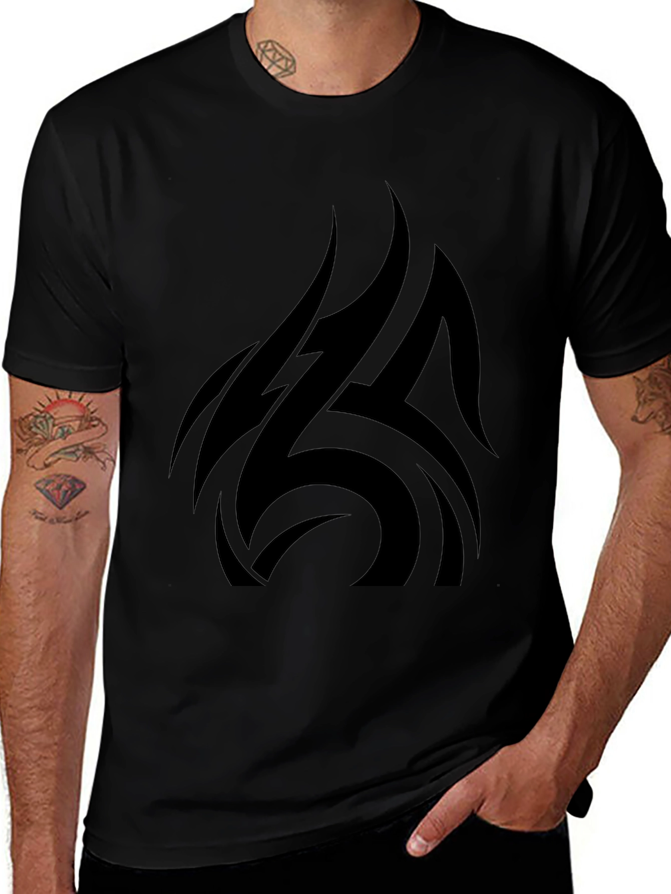 Black Tribal Graphic T-Shirt - Stylish Mens Apparel