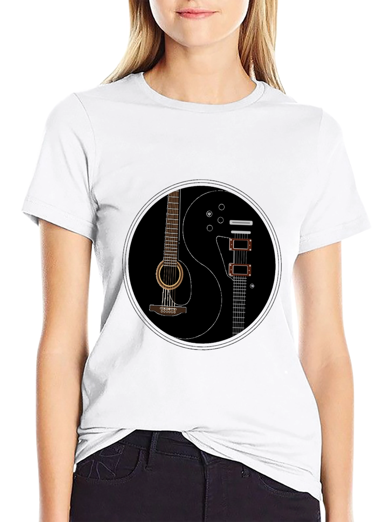 Yin Yang Guitar T-Shirt - Musical Harmony Tee
