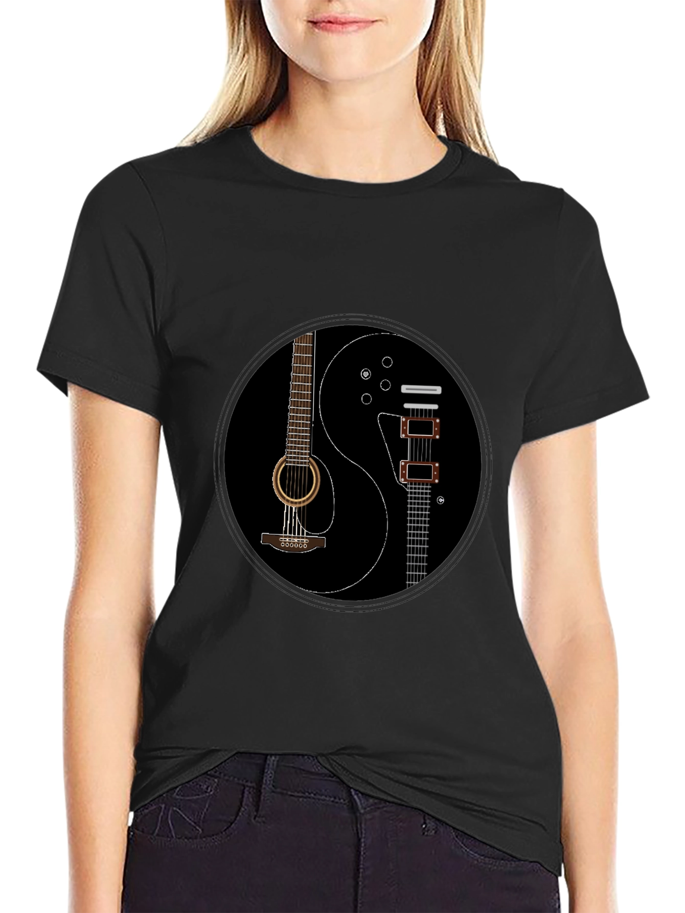 Yin Yang Guitar T-Shirt - Musical Harmony Tee