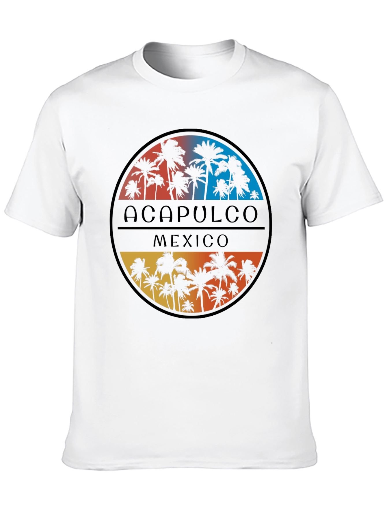 Acapulco Mexico Palm Tree Graphic Tee - Black