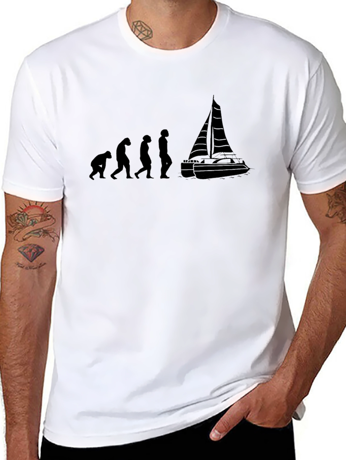 Sailing Evolution T-Shirt - Black Cotton Tee