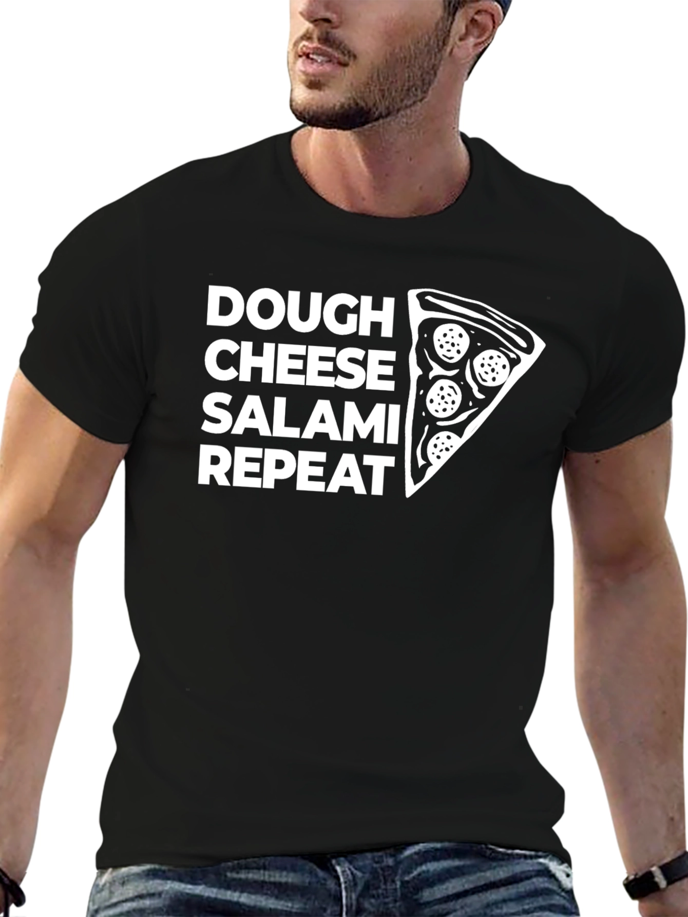 Pizza Lovers T-Shirt: Dough Cheese Salami Repeat