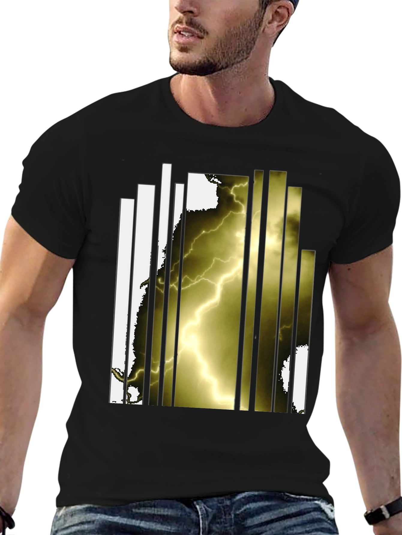 Lightning Graphic Black T-Shirt - Modern Design