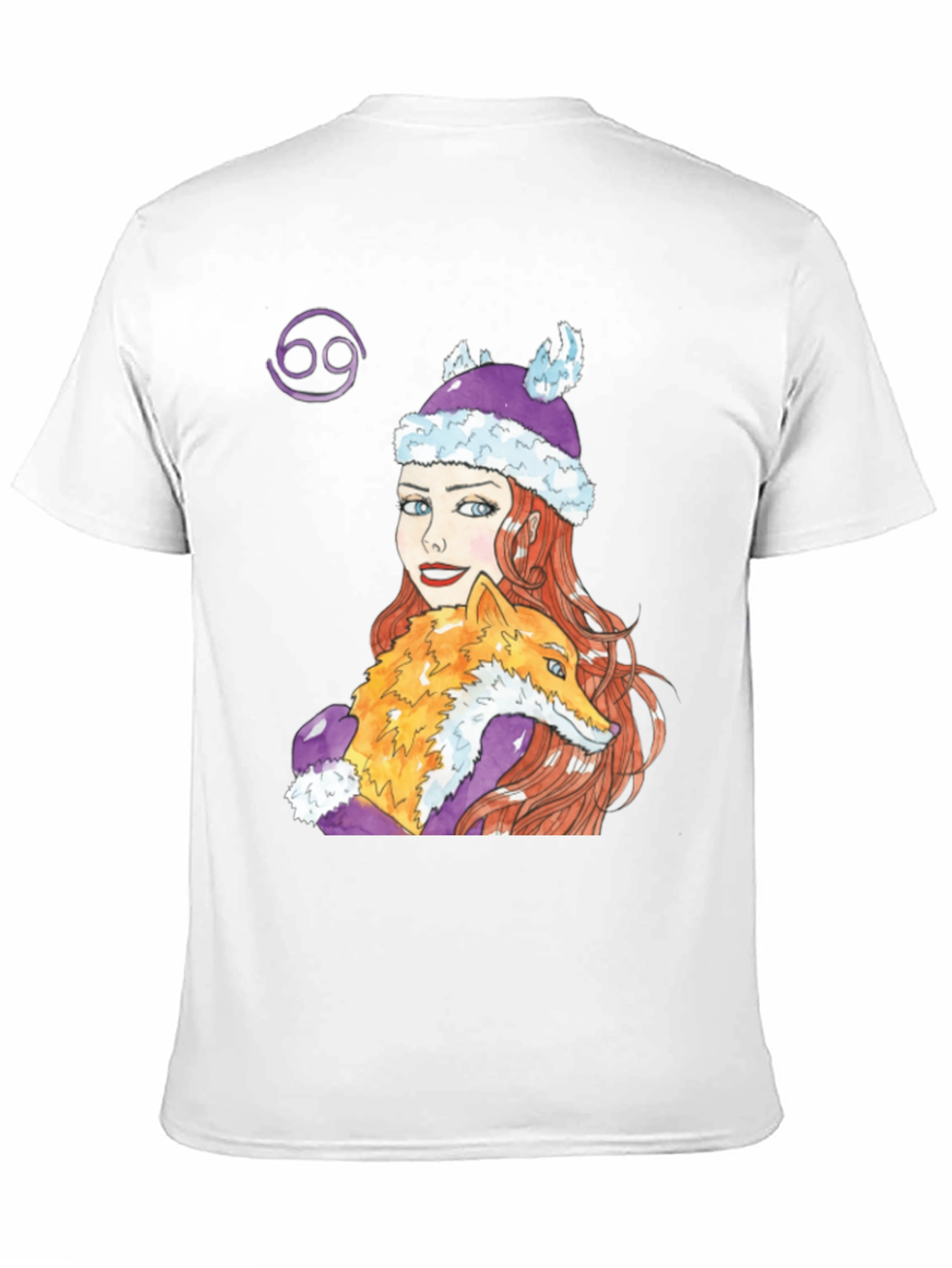 Cancer Zodiac Tee with Fox and Girl Design