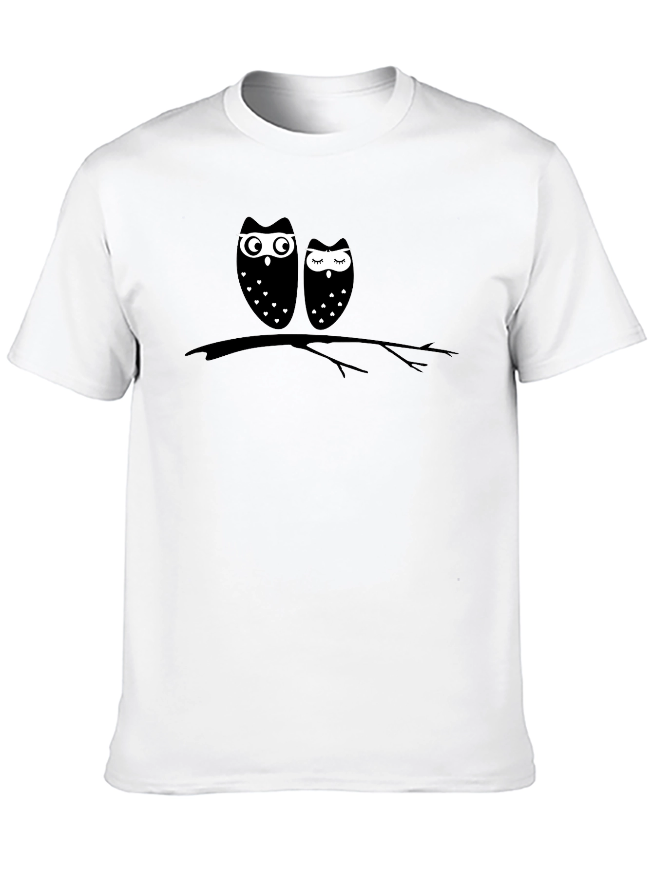 Black Owl Couple Graphic T-Shirt