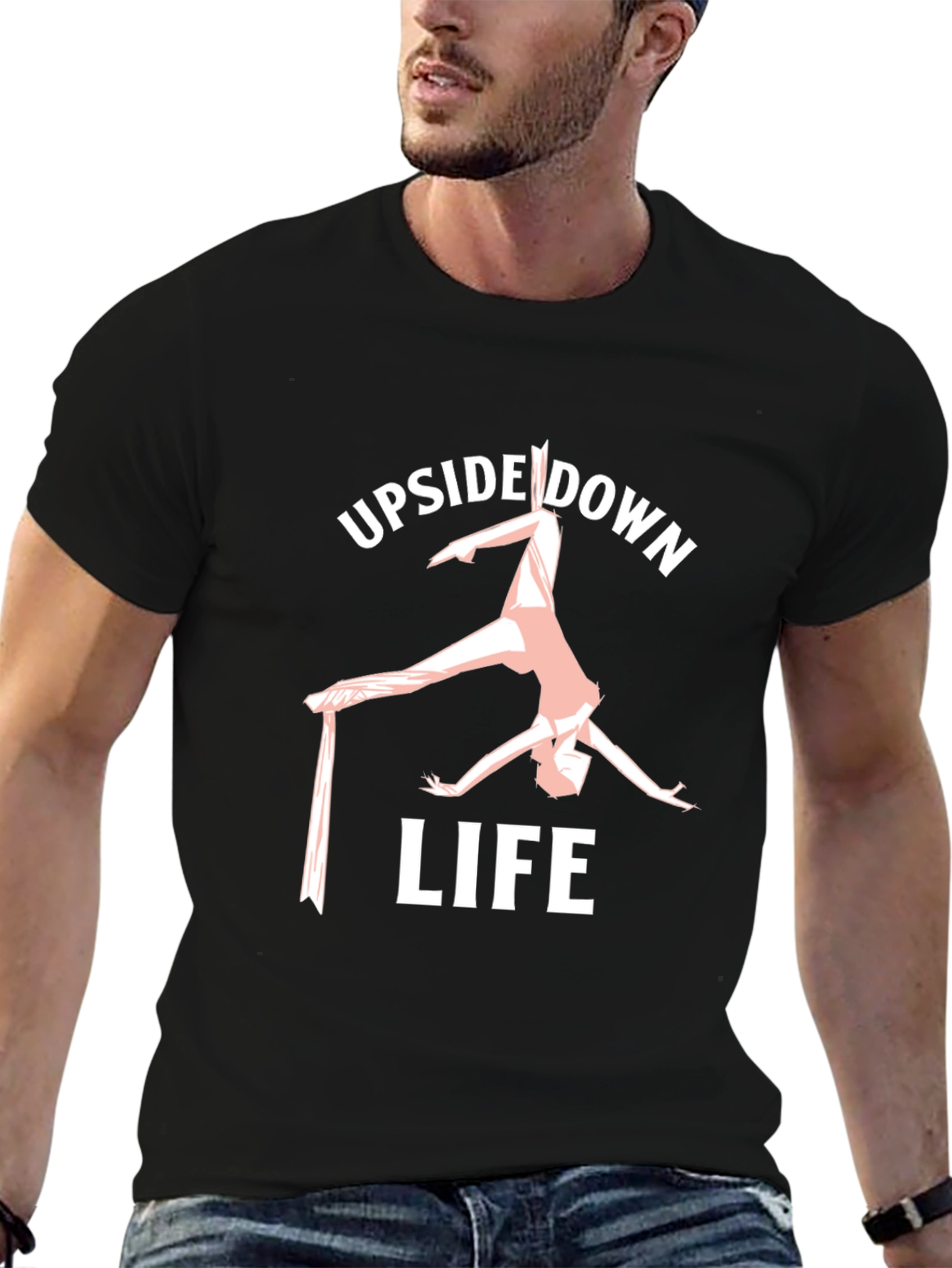 Upside Down Life Black T-Shirt