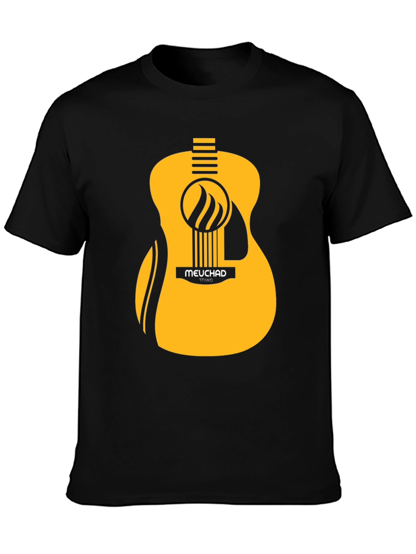 Mens Black T-Shirt with Graphic Guitar Design