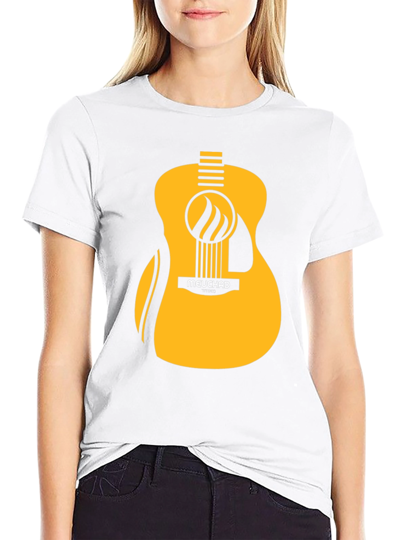 Mens Black T-Shirt with Graphic Guitar Design