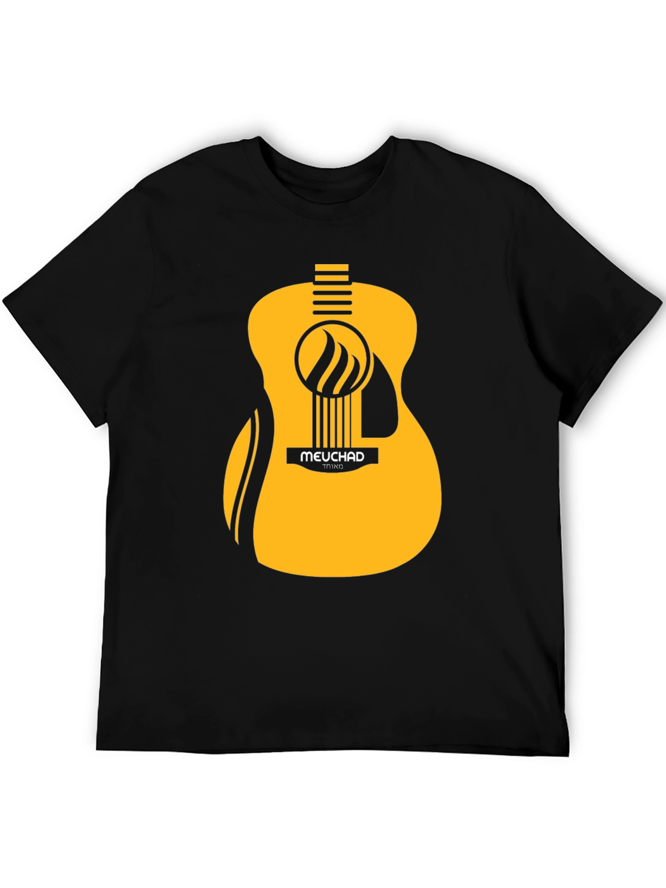 Mens Black T-Shirt with Graphic Guitar Design