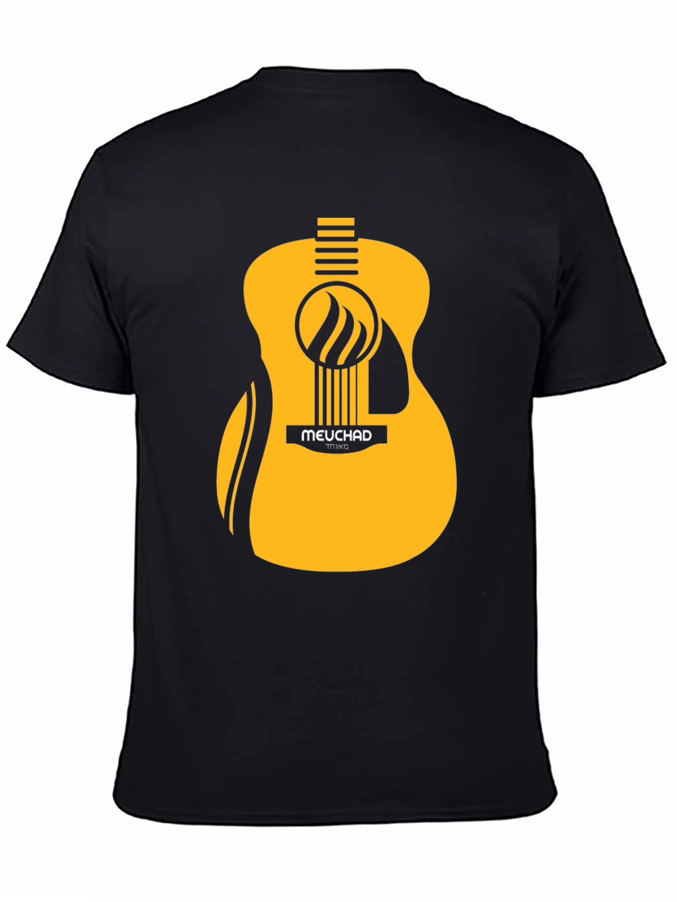 Mens Black T-Shirt with Graphic Guitar Design