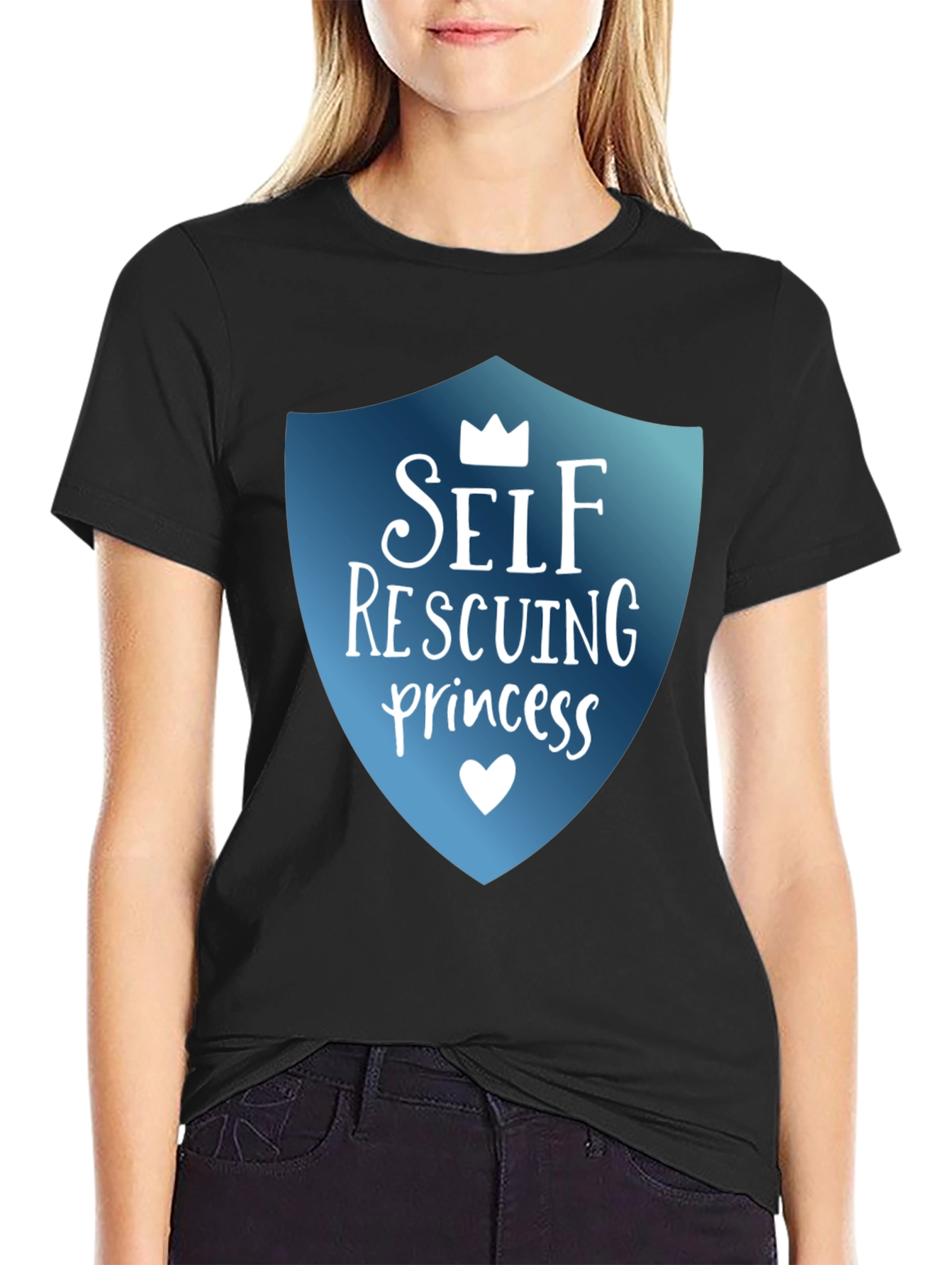 Self Rescuing Princess Black T-Shirt