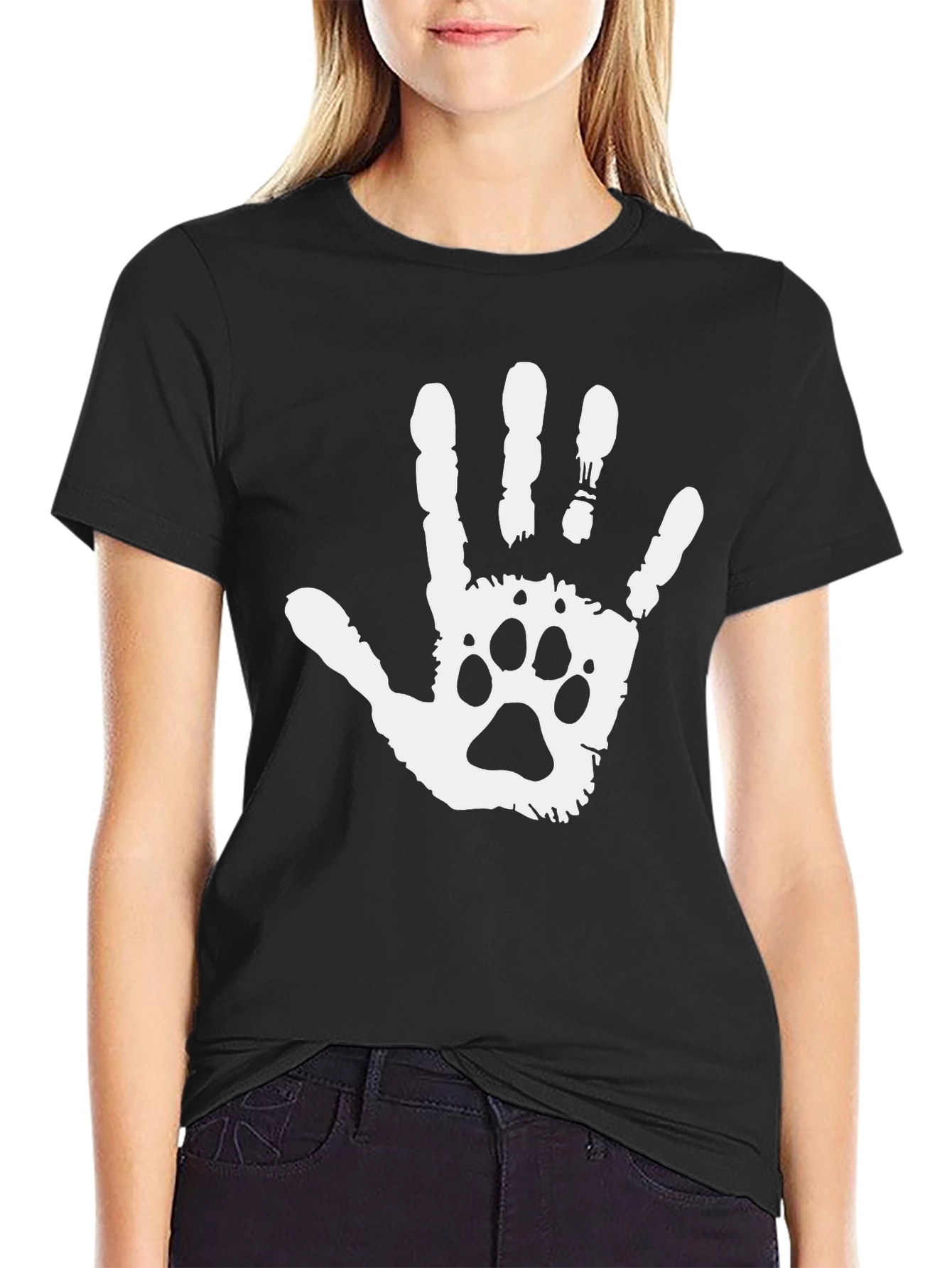 Handprint Paw Graphic Tee - Black T-Shirt