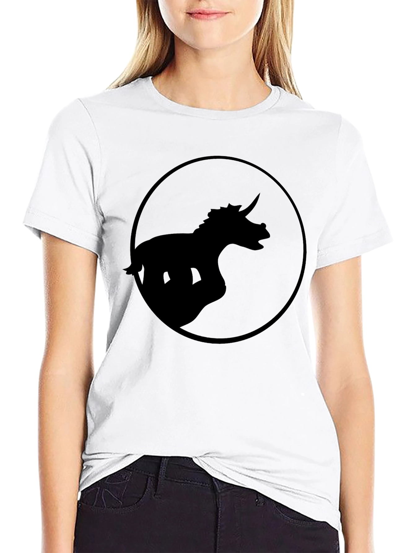 Dinosaur Silhouette Graphic T-Shirt - Black