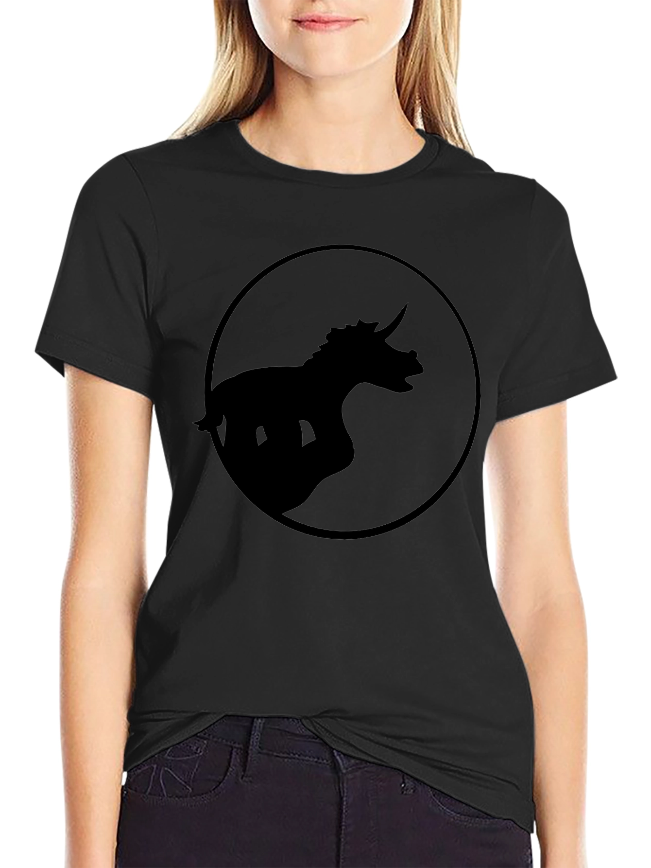 Dinosaur Silhouette Graphic T-Shirt - Black