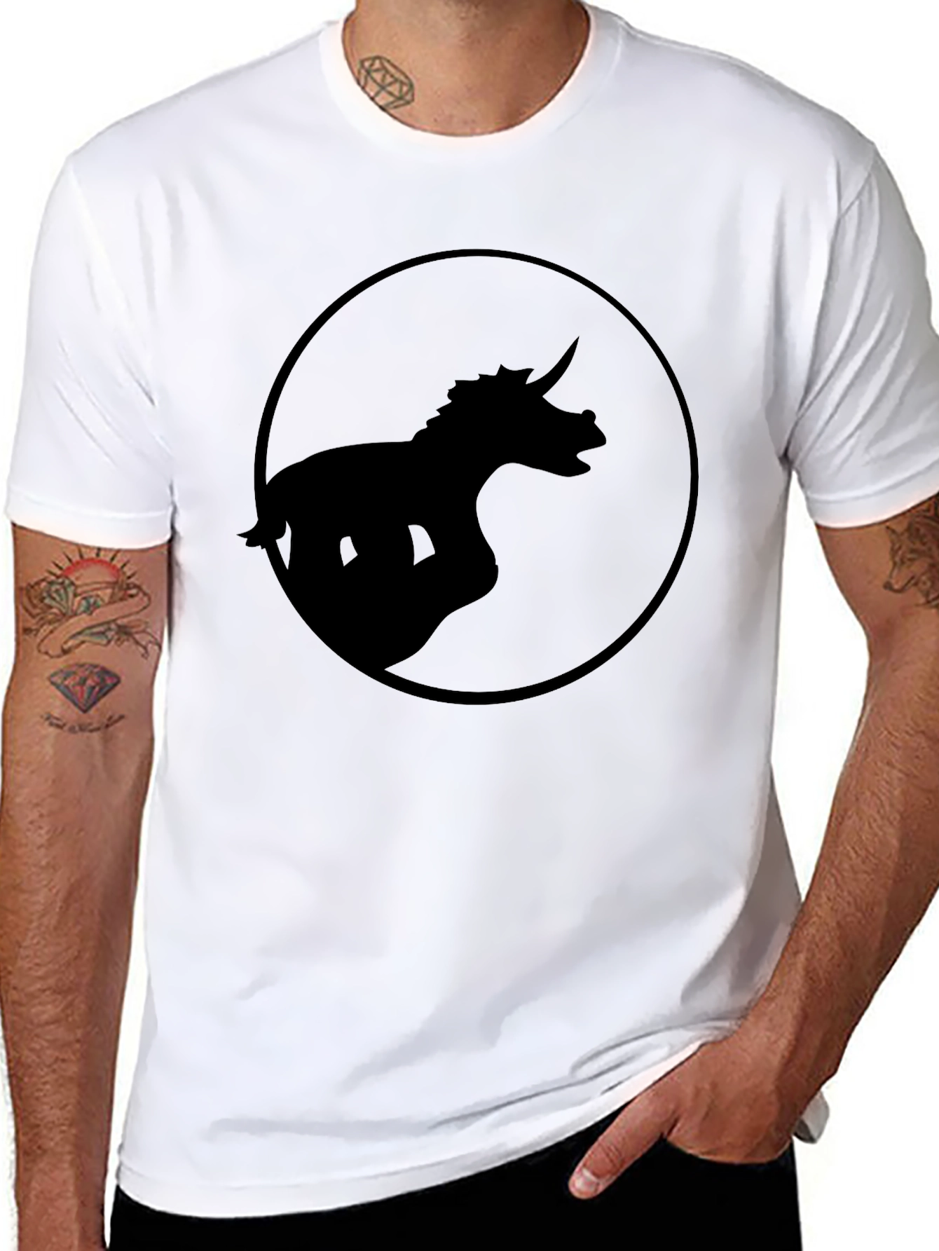 Dinosaur Silhouette Graphic T-Shirt - Black