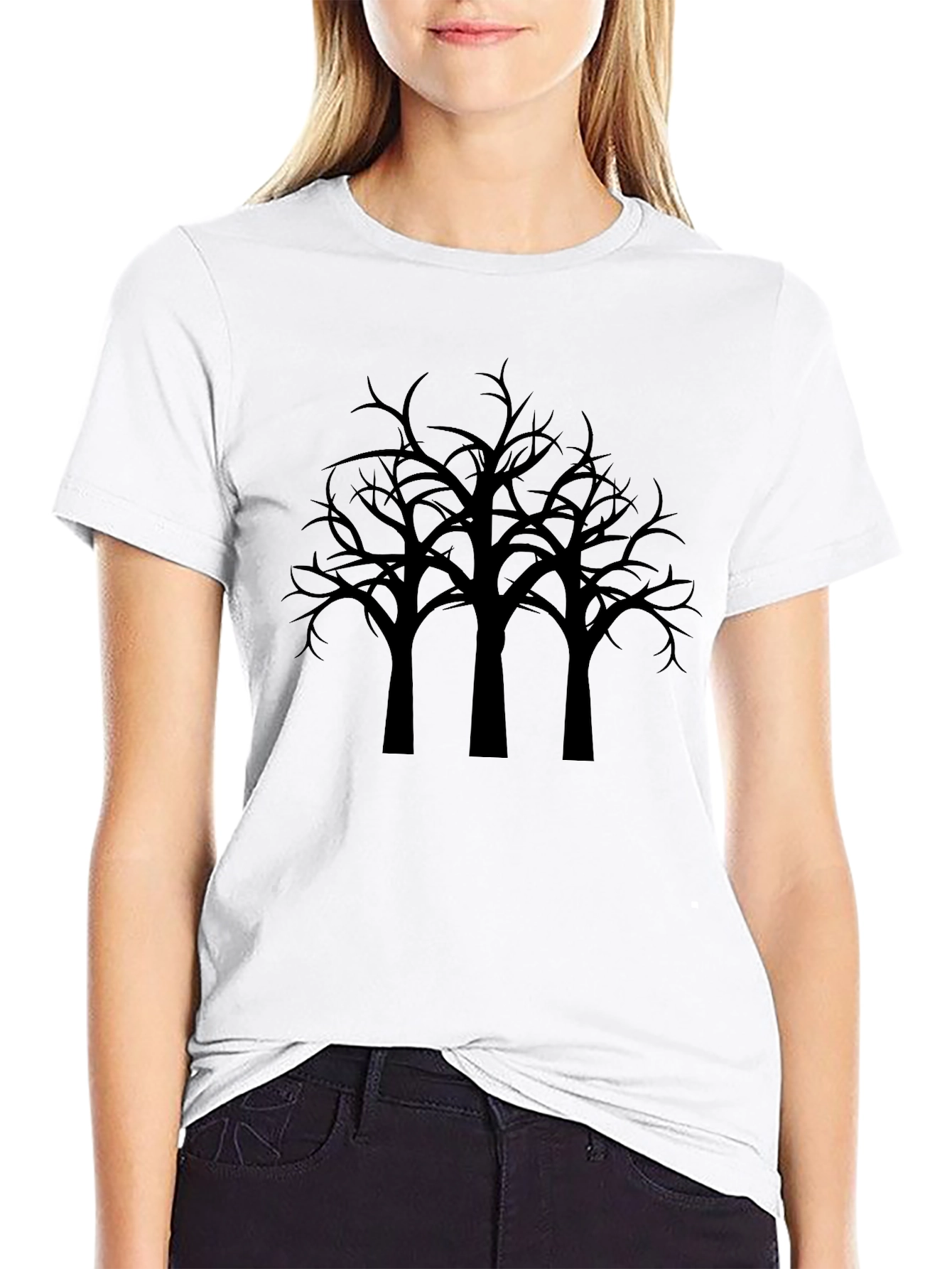 Mens Black T-Shirt with Silhouette Tree Design