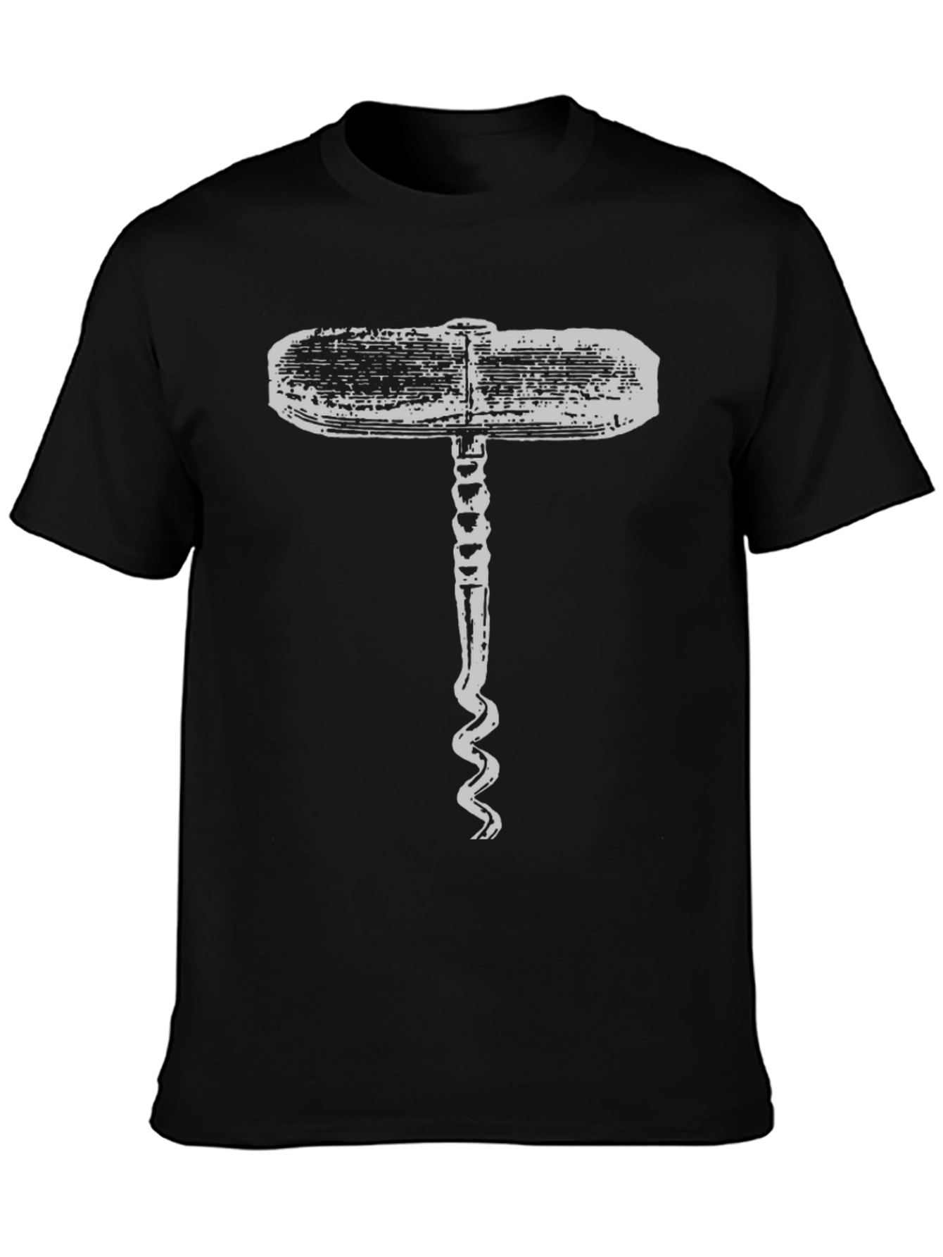 Novelty Corkscrew Graphic Black T-Shirt