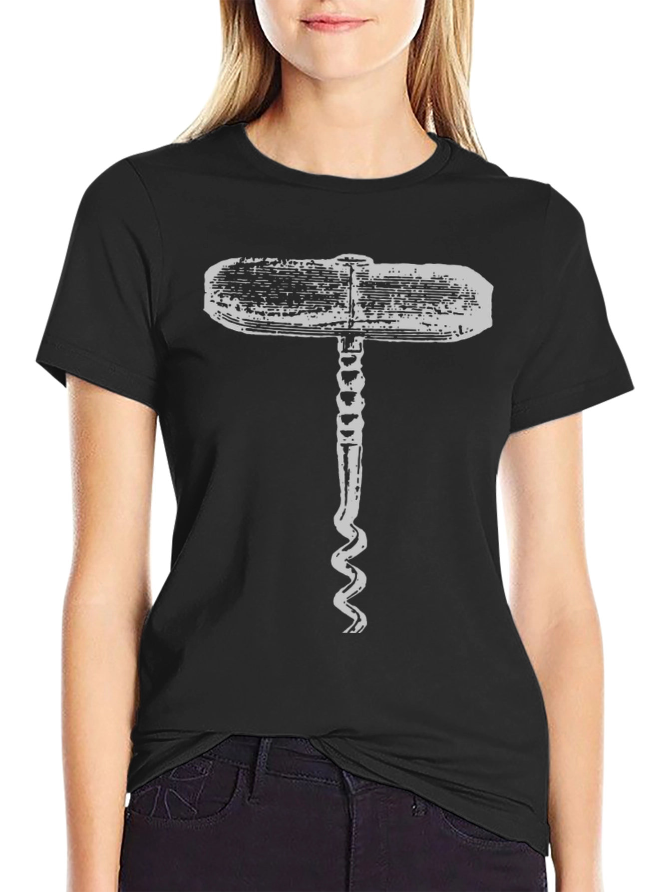 Novelty Corkscrew Graphic Black T-Shirt