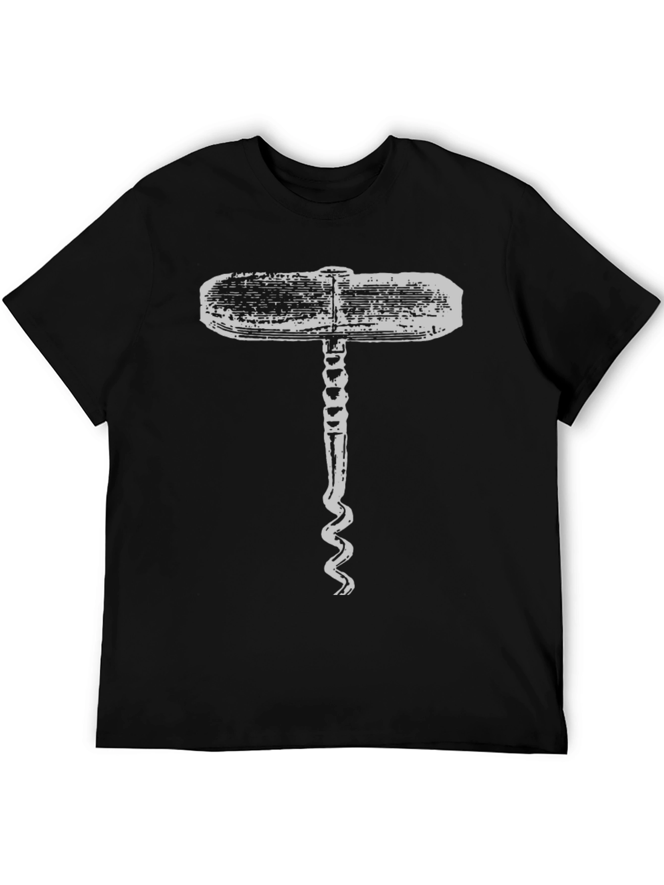 Novelty Corkscrew Graphic Black T-Shirt