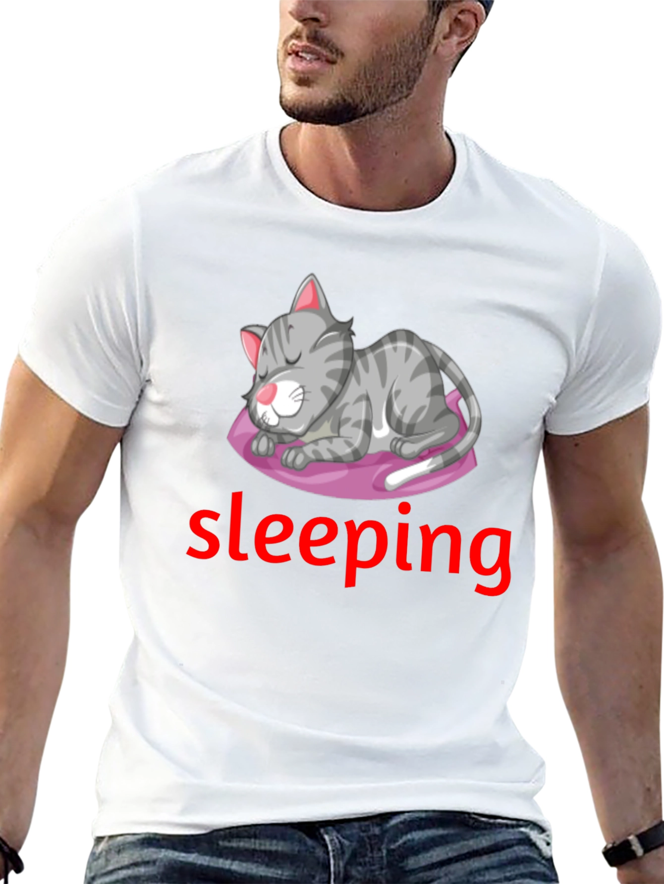 Mens Cat Nap Graphic T-Shirt