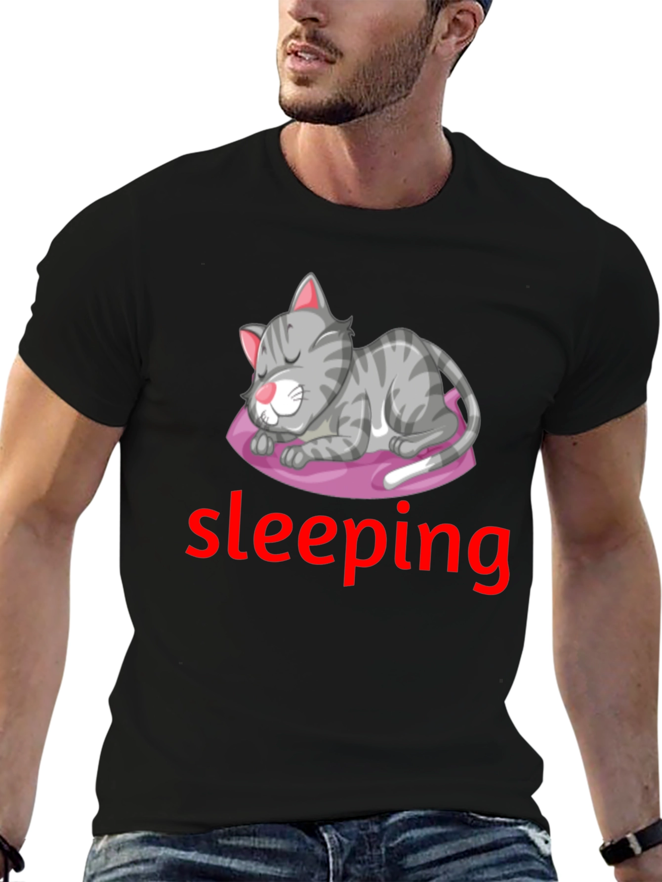 Mens Cat Nap Graphic T-Shirt