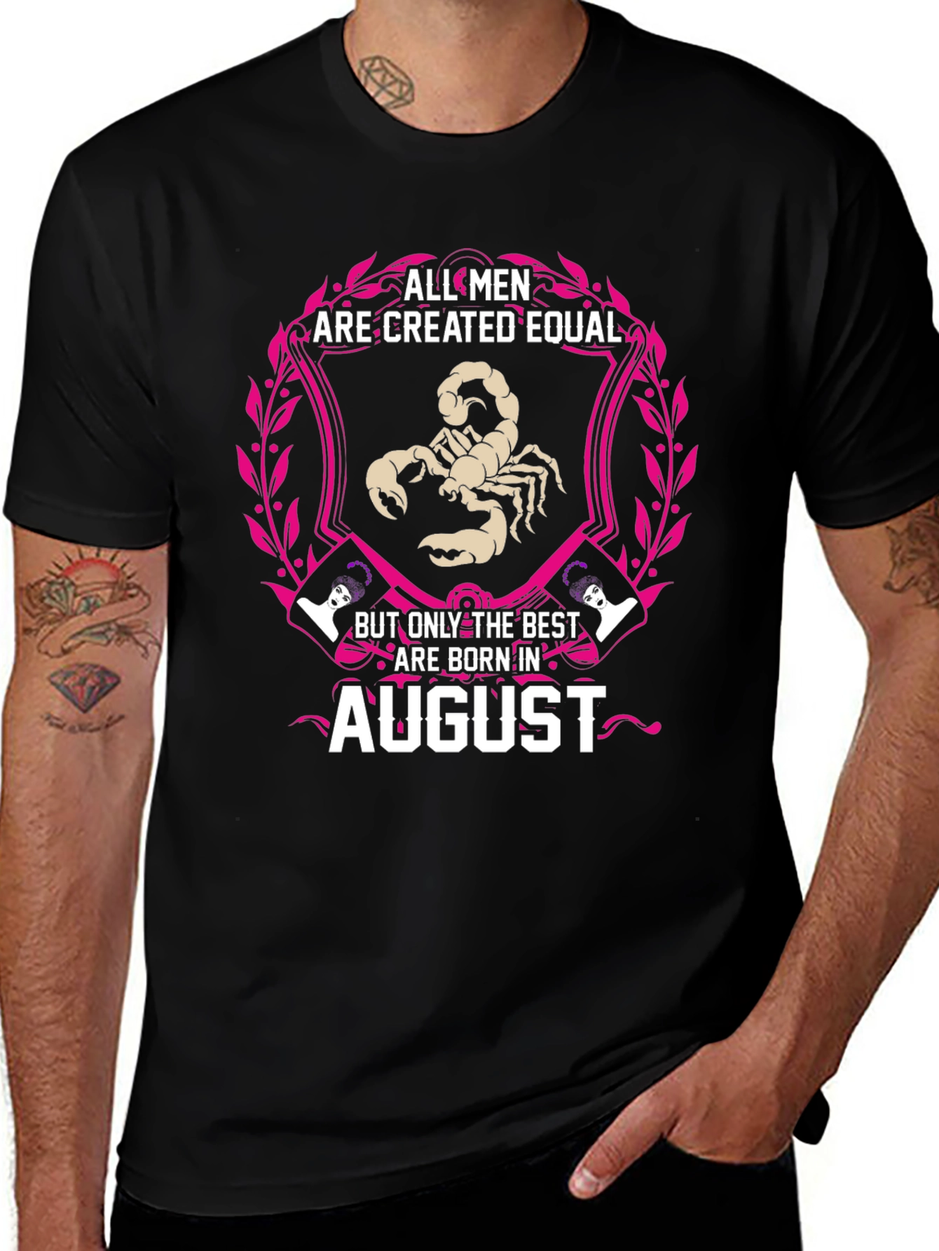 August Birthday Scorpion Mens Graphic Tee