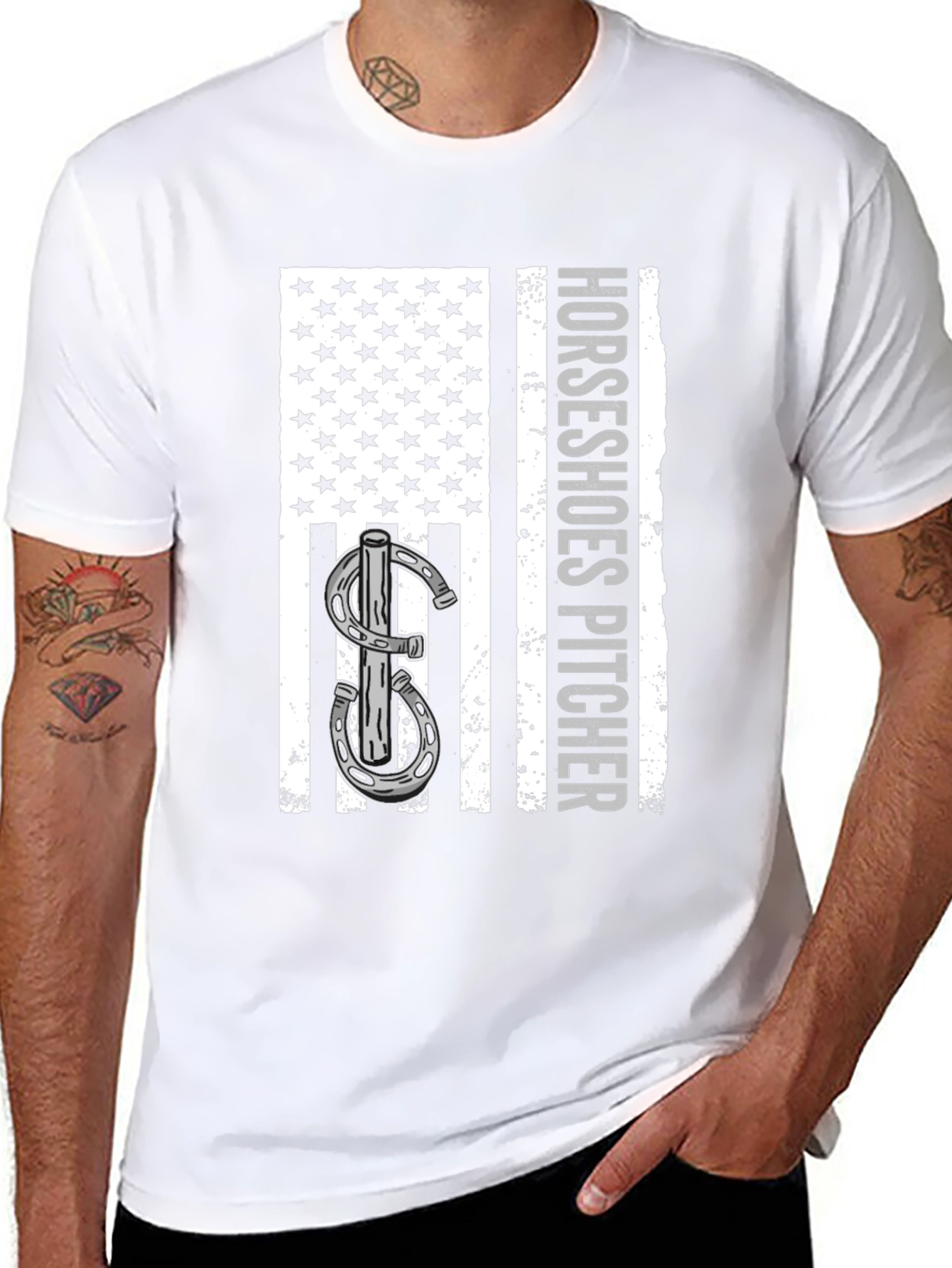 Horseshoes Pitcher American Flag T-Shirt