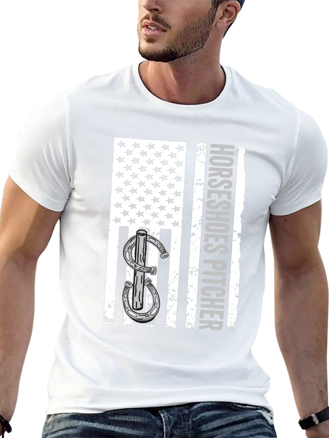 Horseshoes Pitcher American Flag T-Shirt