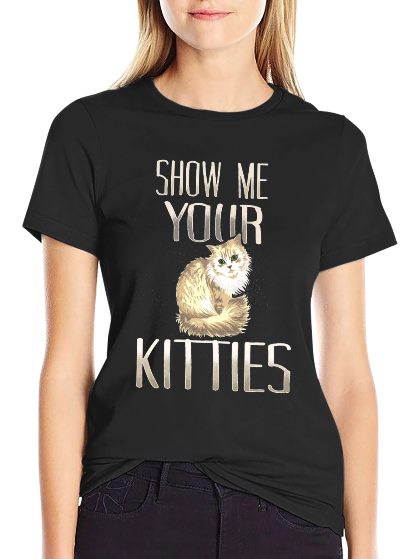 Show Me Your Kitties Black Graphic Tee