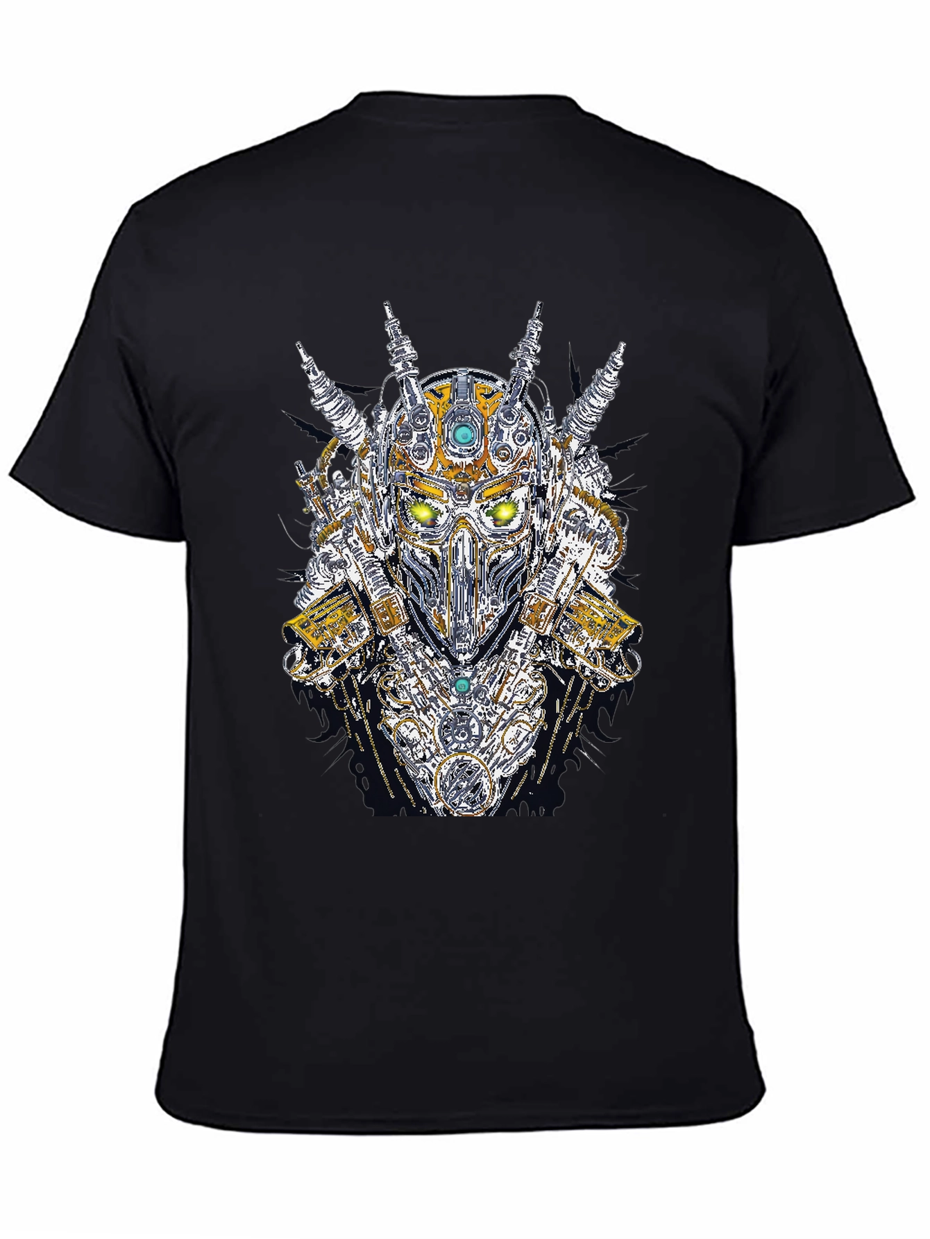 Steampunk Robot Head Graphic Black T-Shirt