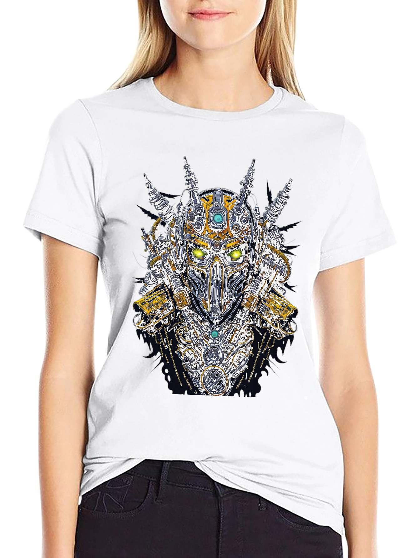 Steampunk Robot Head Graphic Black T-Shirt