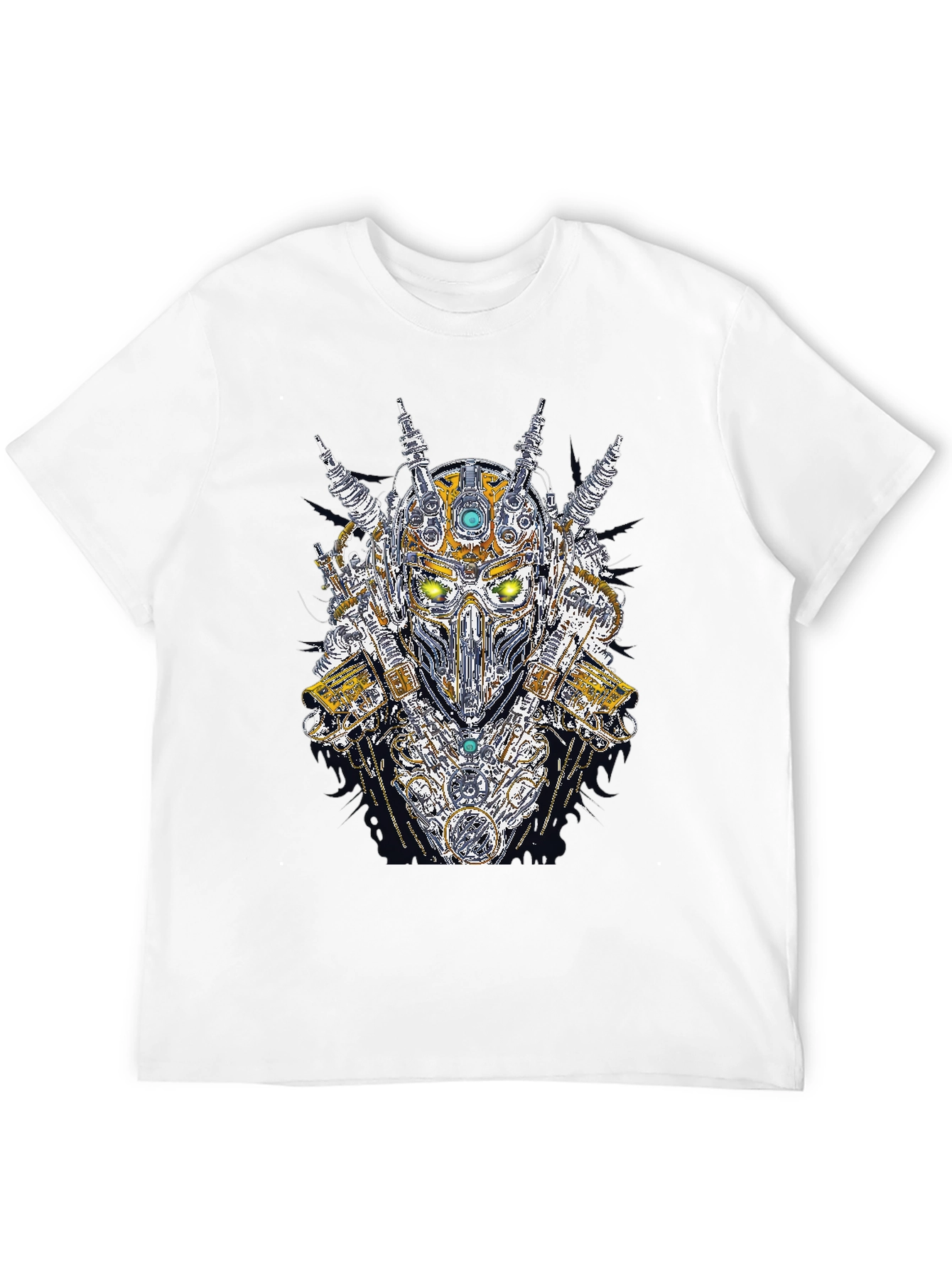 Steampunk Robot Head Graphic Black T-Shirt
