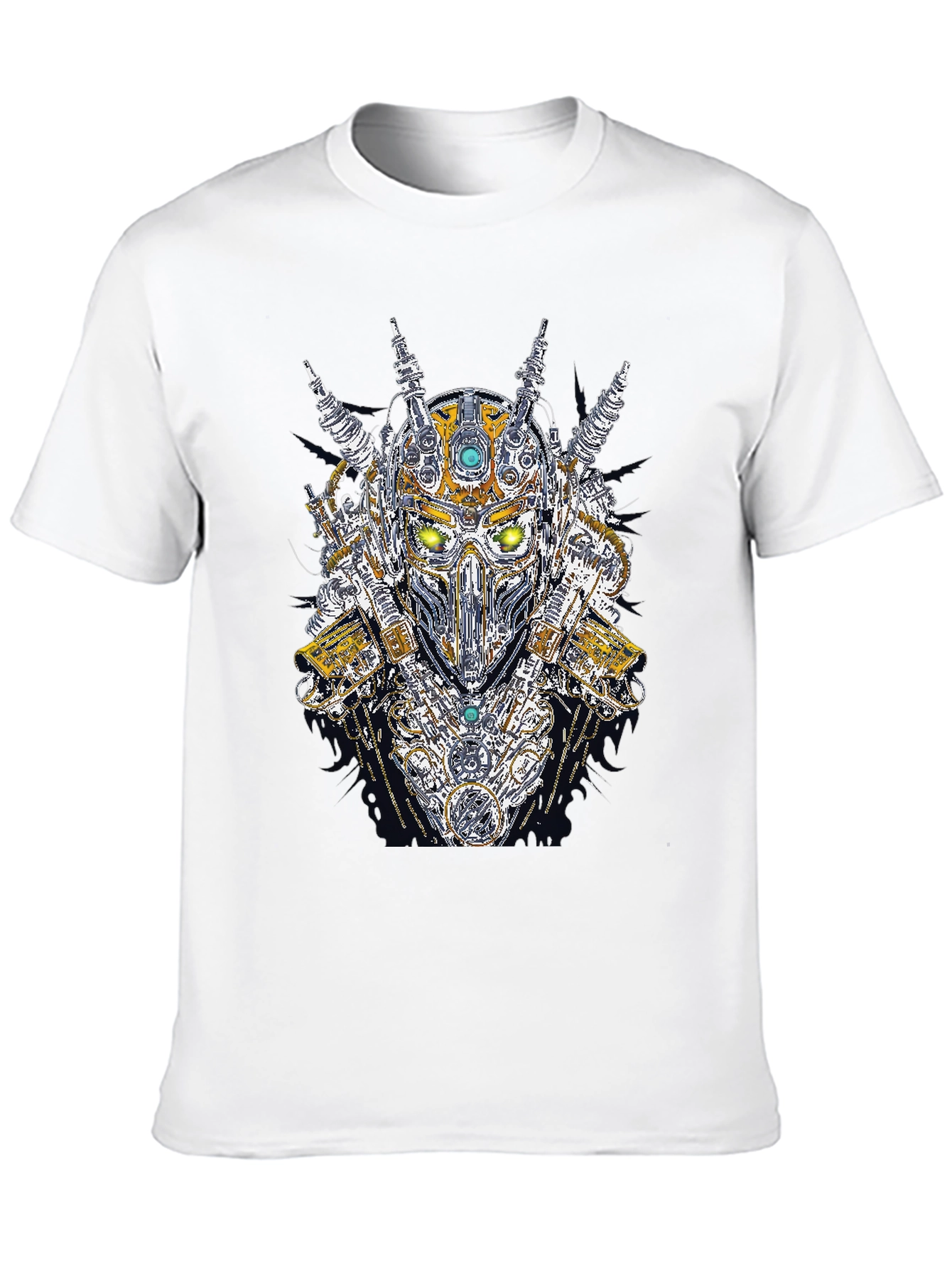 Steampunk Robot Head Graphic Black T-Shirt