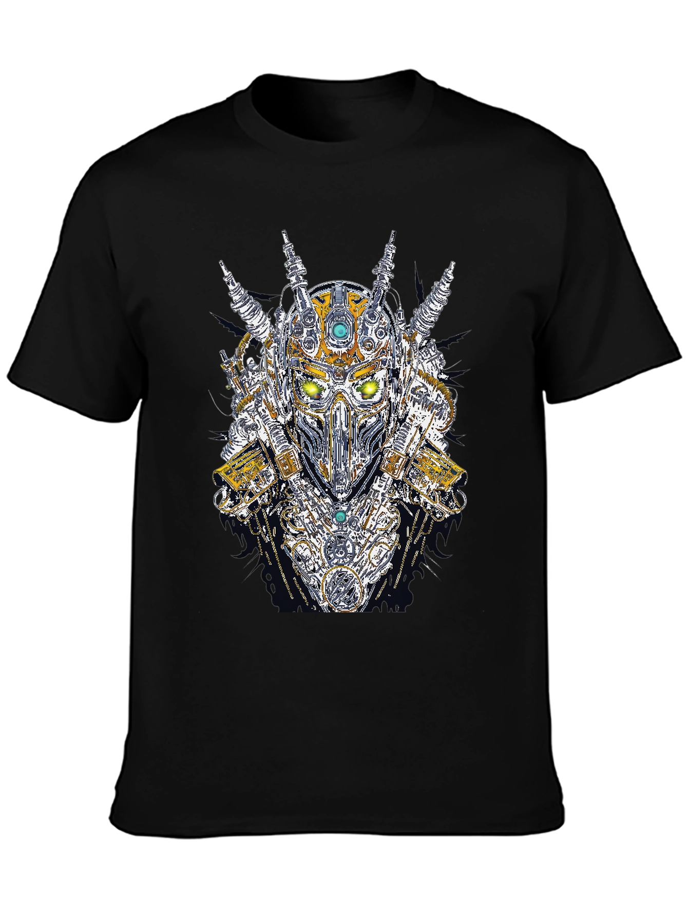 Steampunk Robot Head Graphic Black T-Shirt