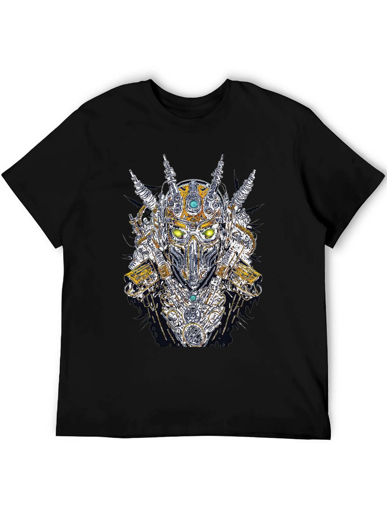 Steampunk Robot Head Graphic Black T-Shirt