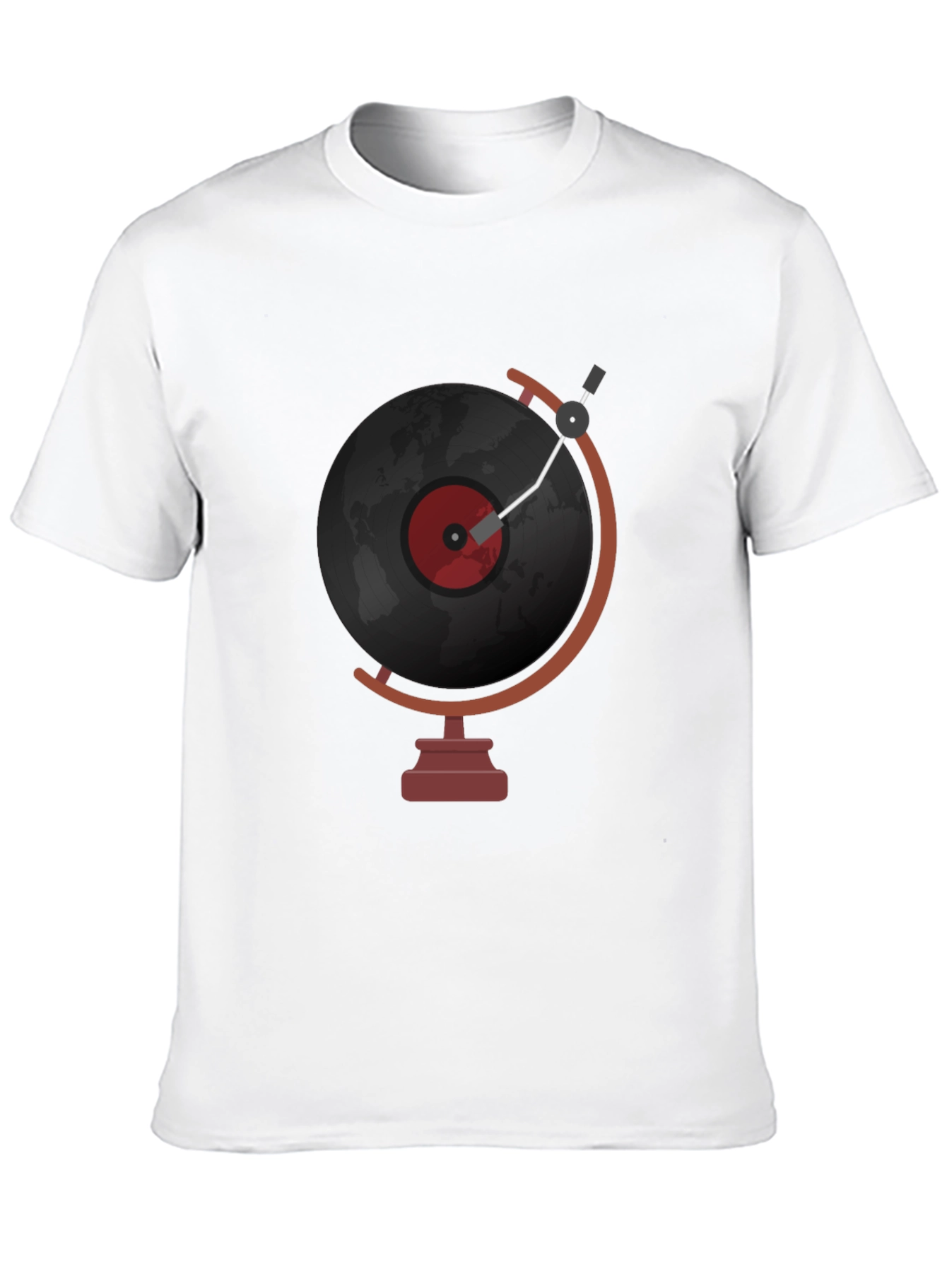 Vinyl Globe Graphic Tee - Music Lover T-Shirt