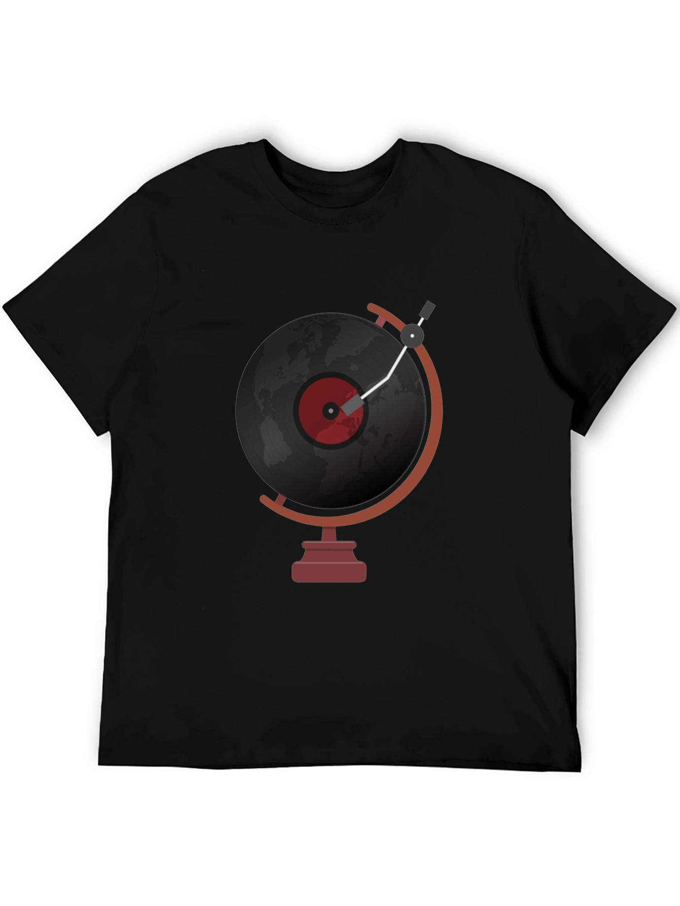 Vinyl Globe Graphic Tee - Music Lover T-Shirt