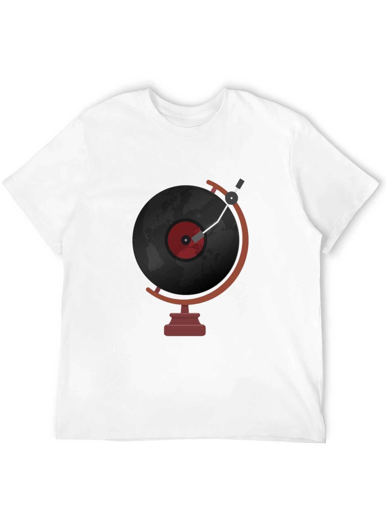 Vinyl Globe Graphic Tee - Music Lover T-Shirt