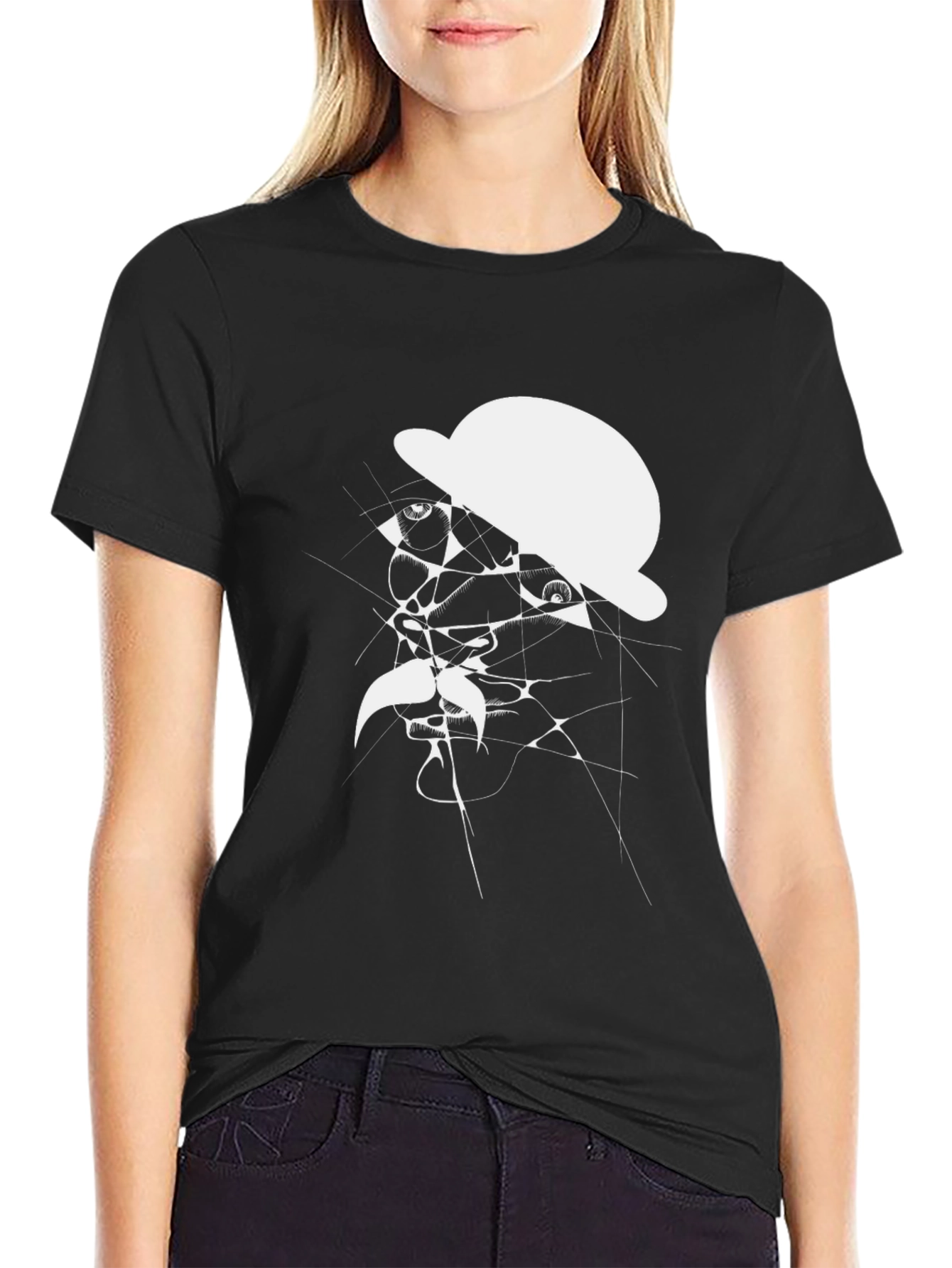Abstract Man in Hat Graphic T-Shirt