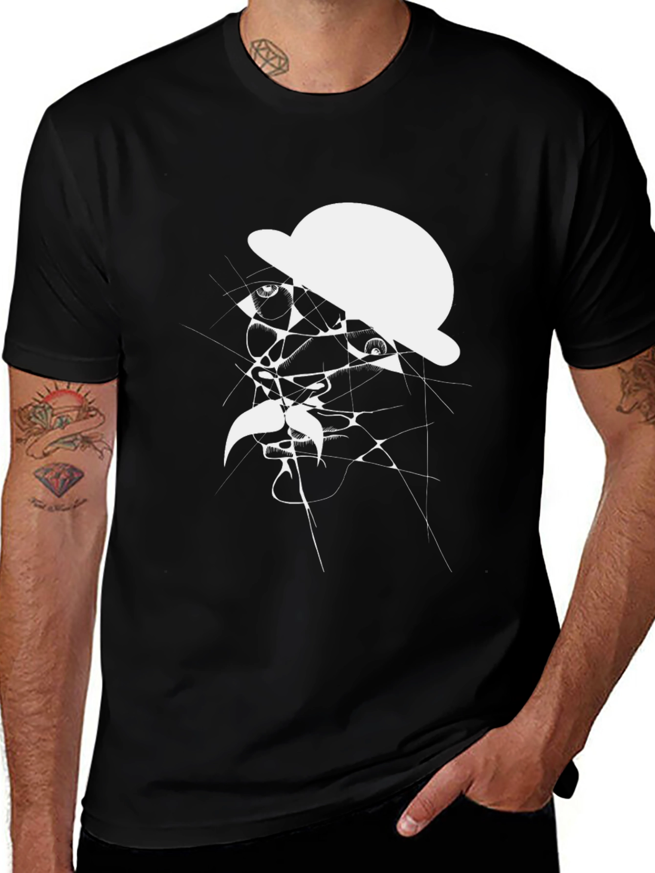 Abstract Man in Hat Graphic T-Shirt