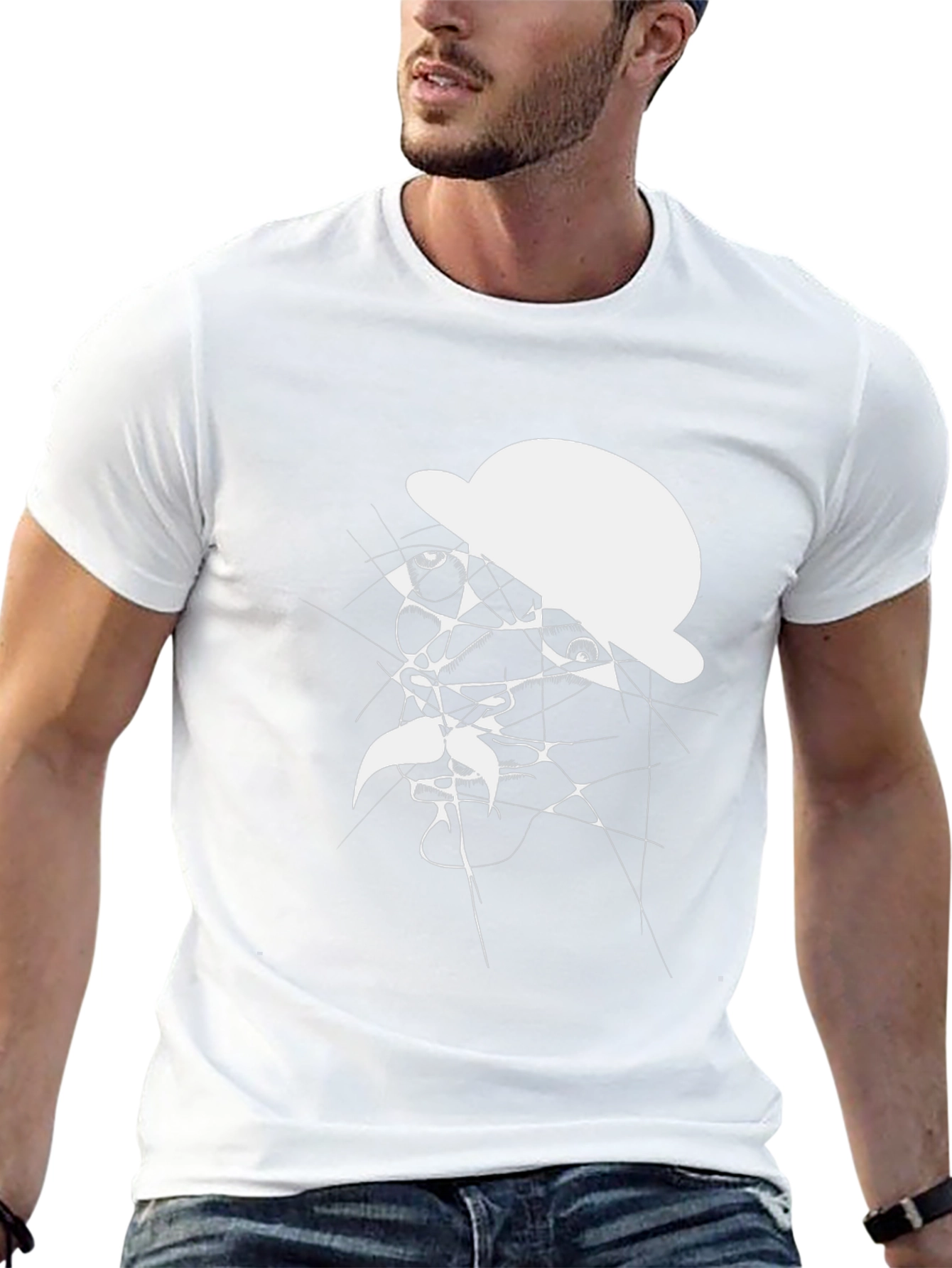 Abstract Man in Hat Graphic T-Shirt