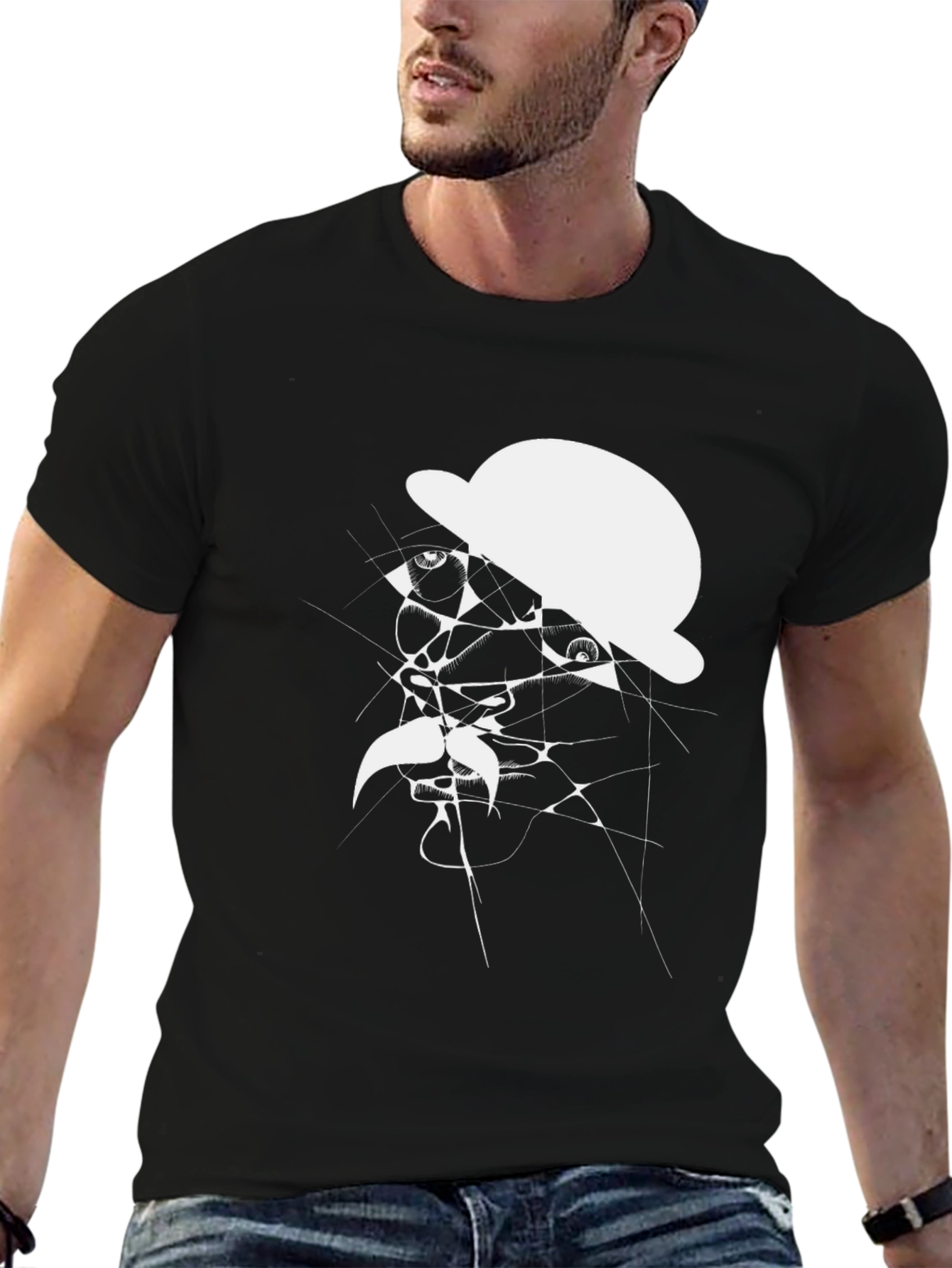 Abstract Man in Hat Graphic T-Shirt