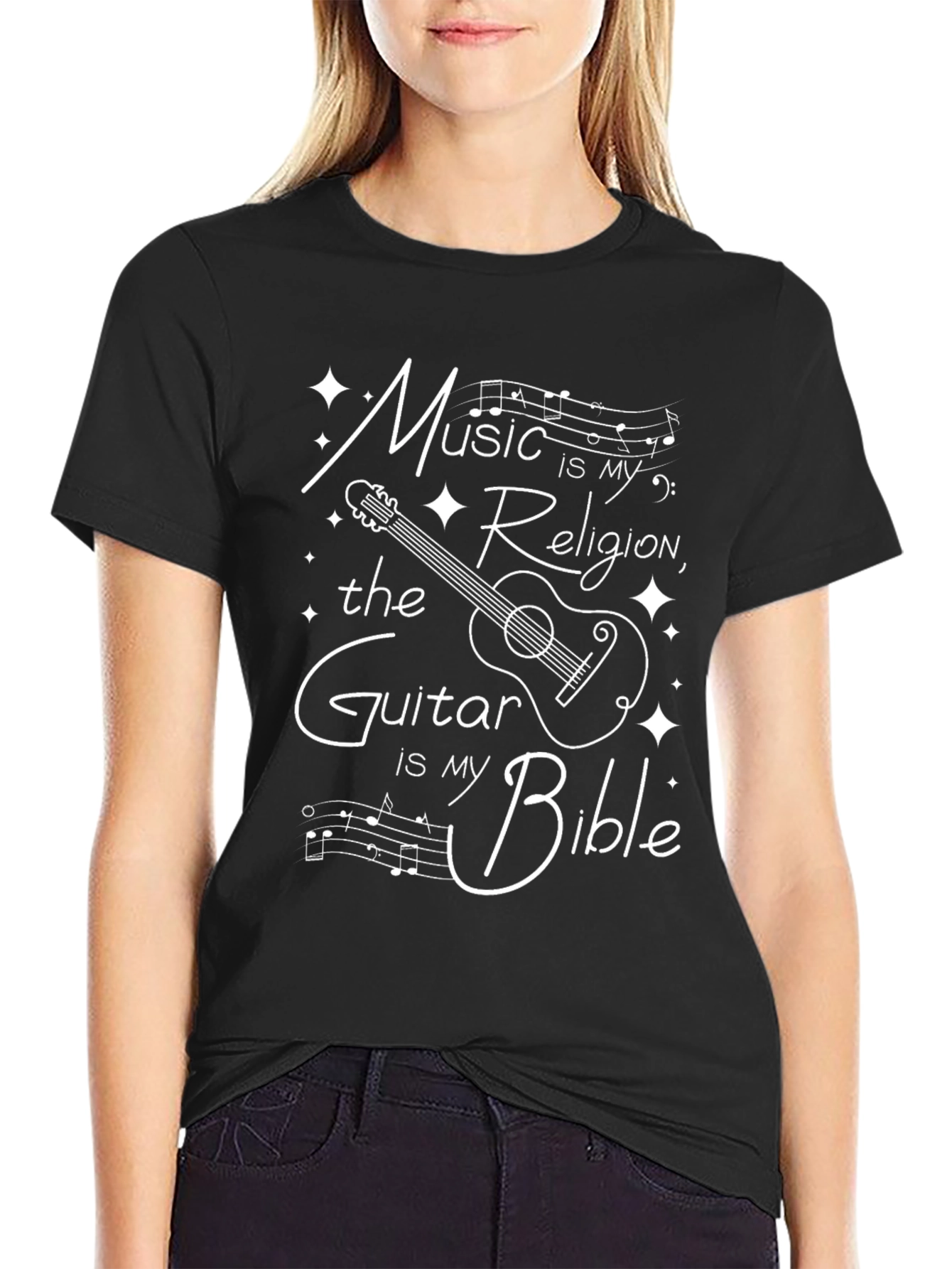 Music is My Religion Guitar Bible T-Shirt