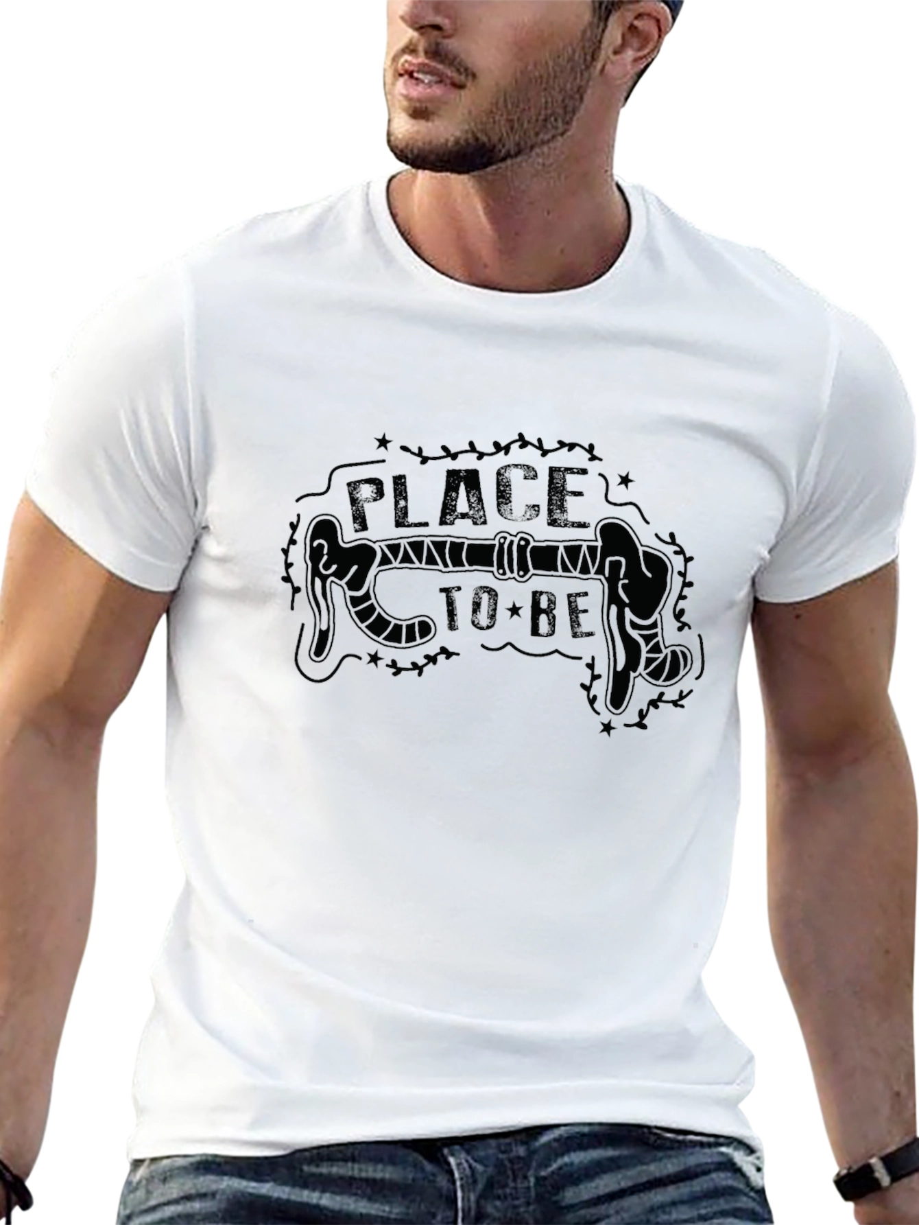 Cyclists Place To Be Black Graphic T-Shirt