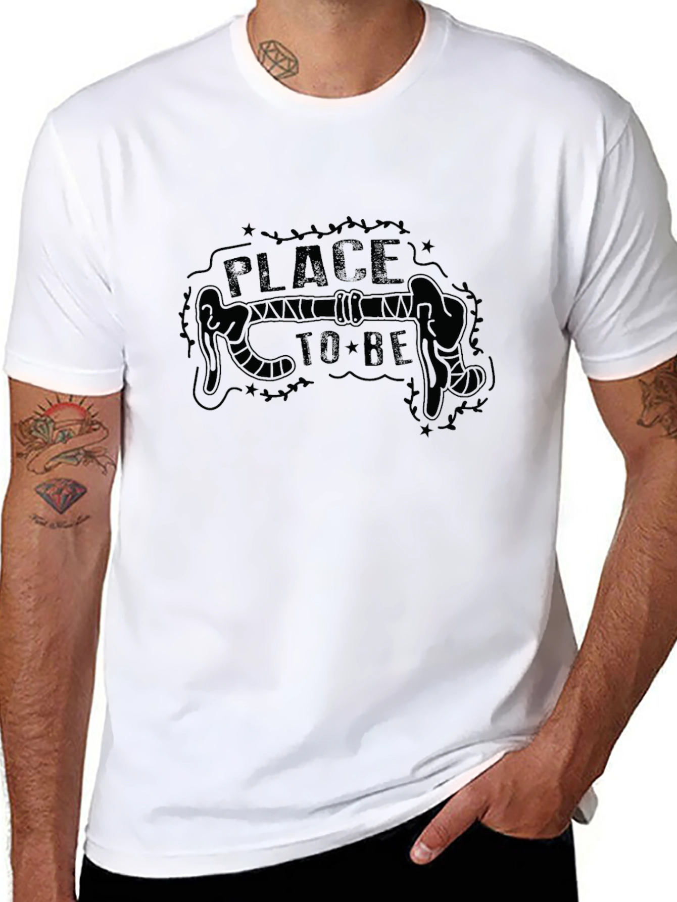 Cyclists Place To Be Black Graphic T-Shirt