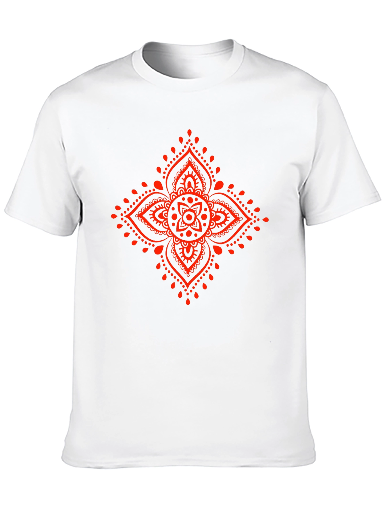 Black Tee with Red Mandala Graphic Print